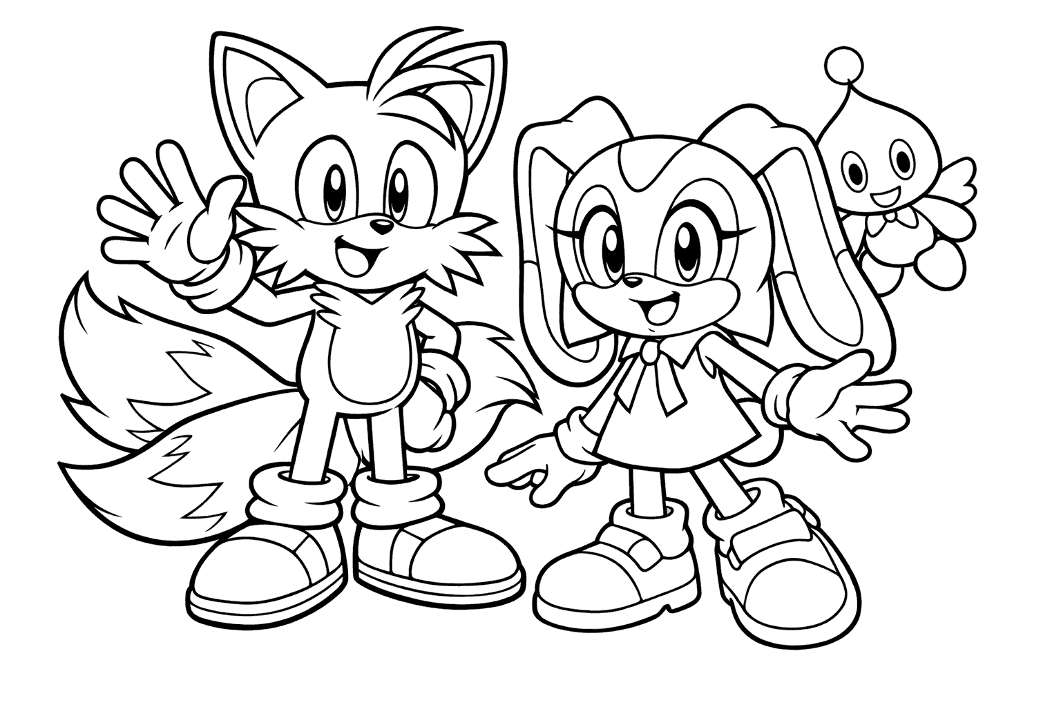 tails and cream the rabbit line art