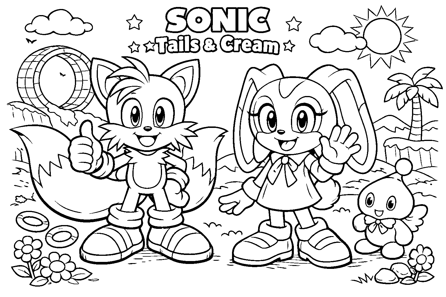 tails cream rabbit cheese chao line art