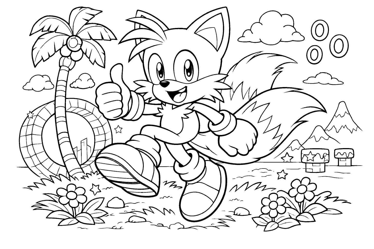 tails miles prower hero adventure line art