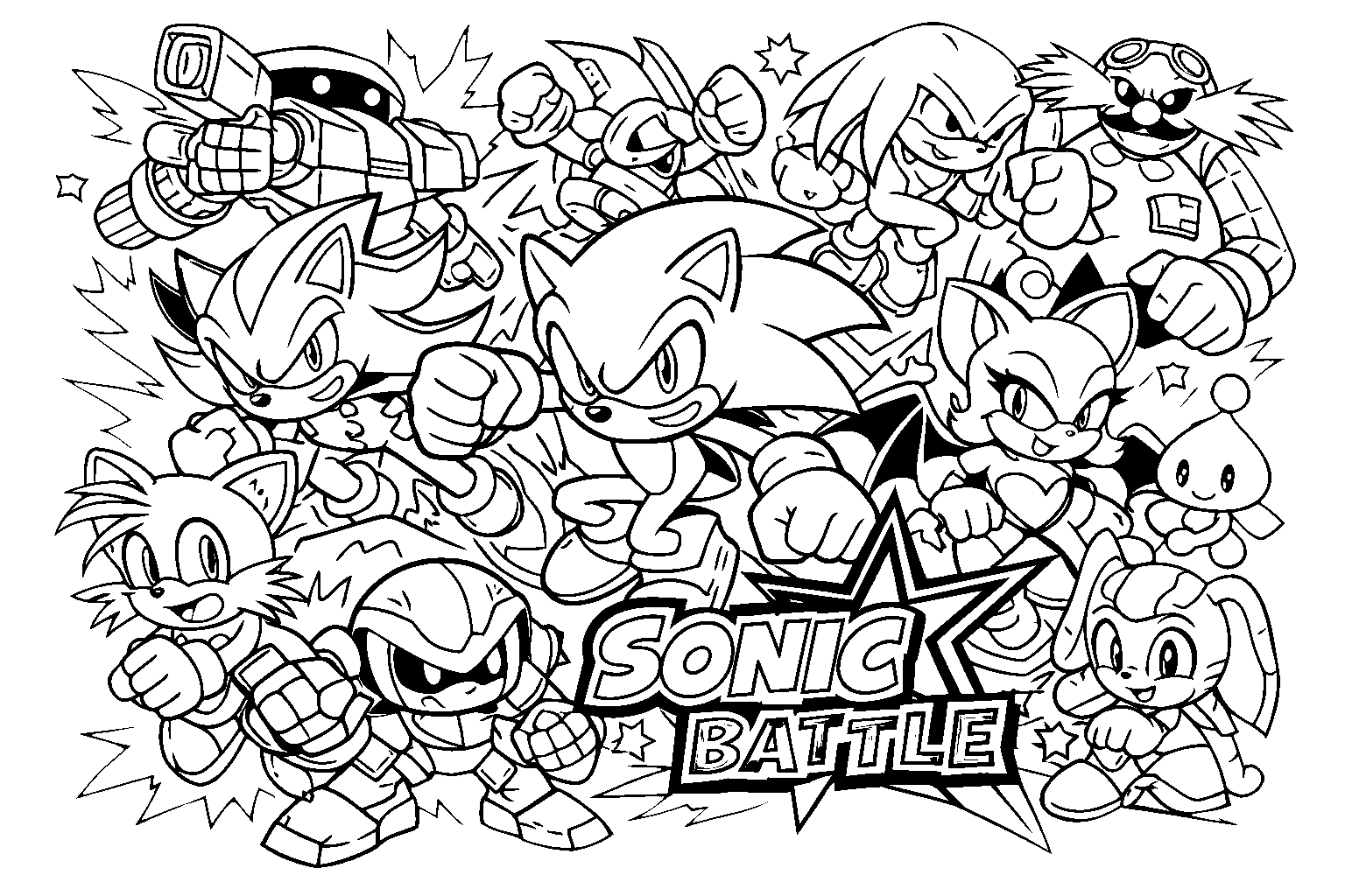 ultimate sonic battle all stars line art