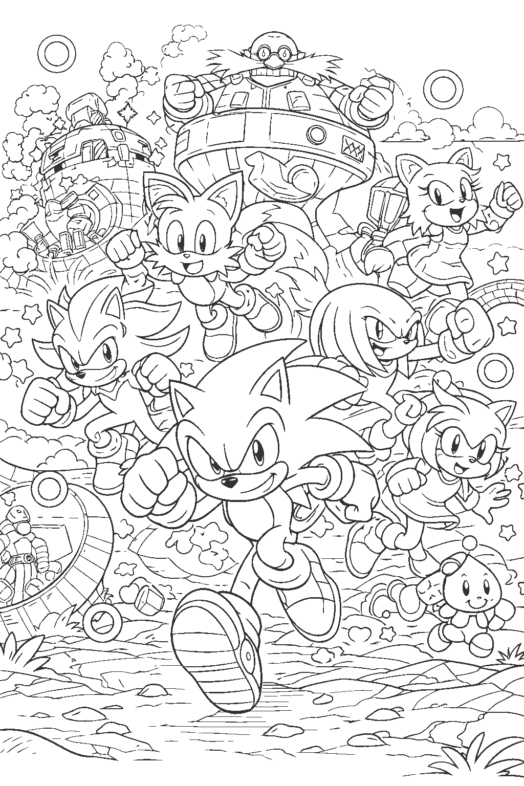 ultimate sonic team all stars line art