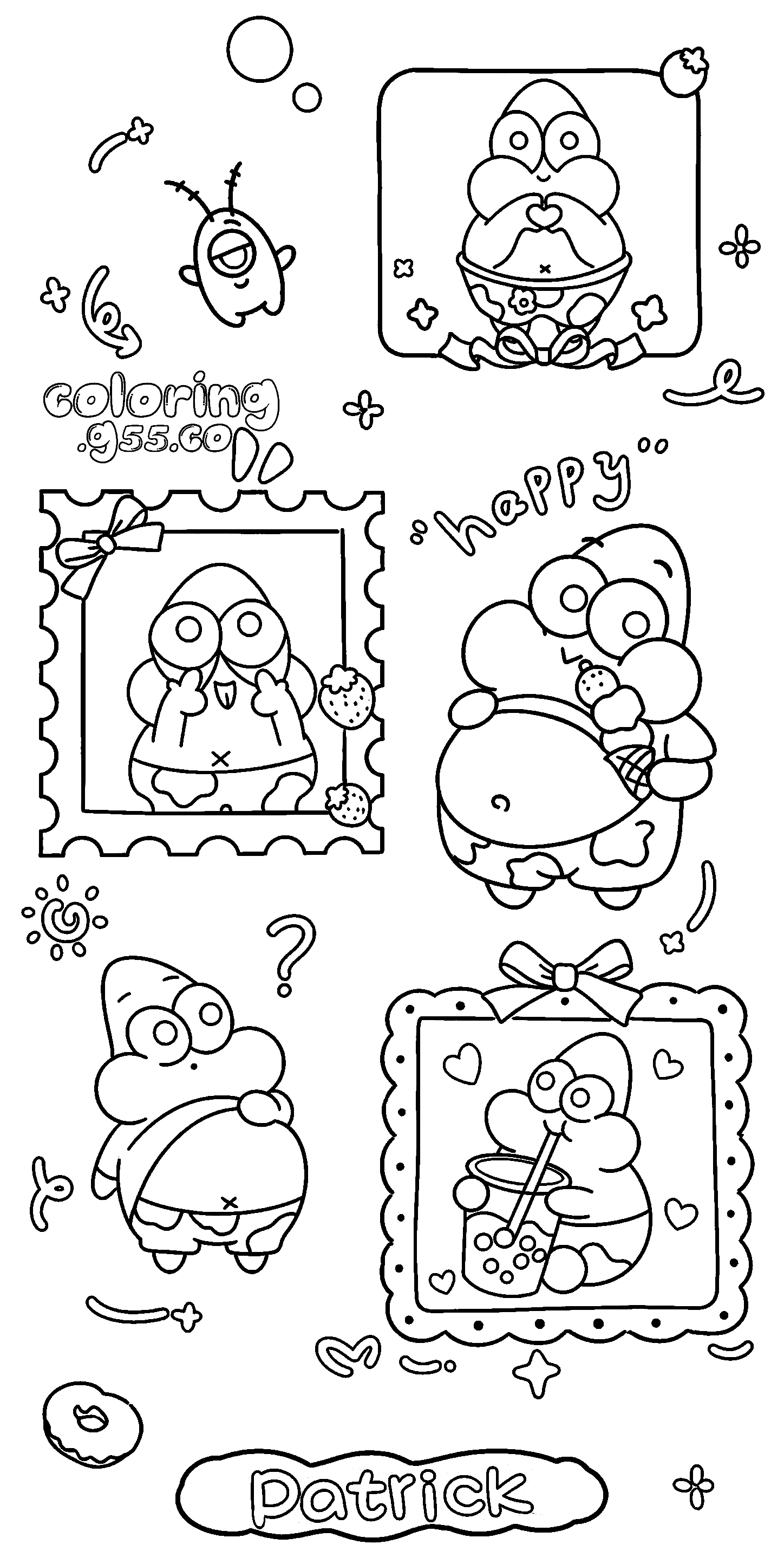 cute aesthetic patrick star stickers spongebob kids line art
