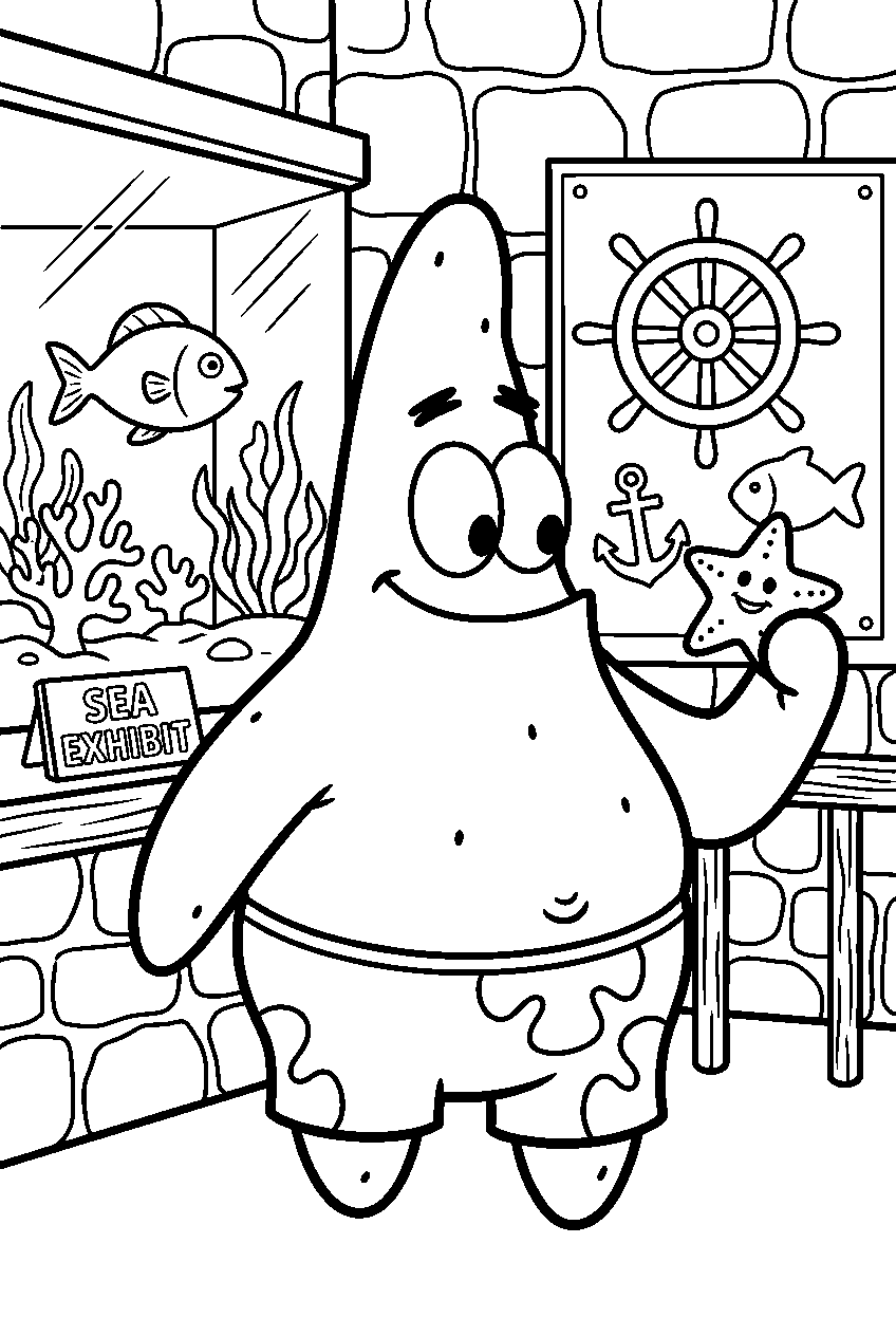 patrick star at sea museum line art