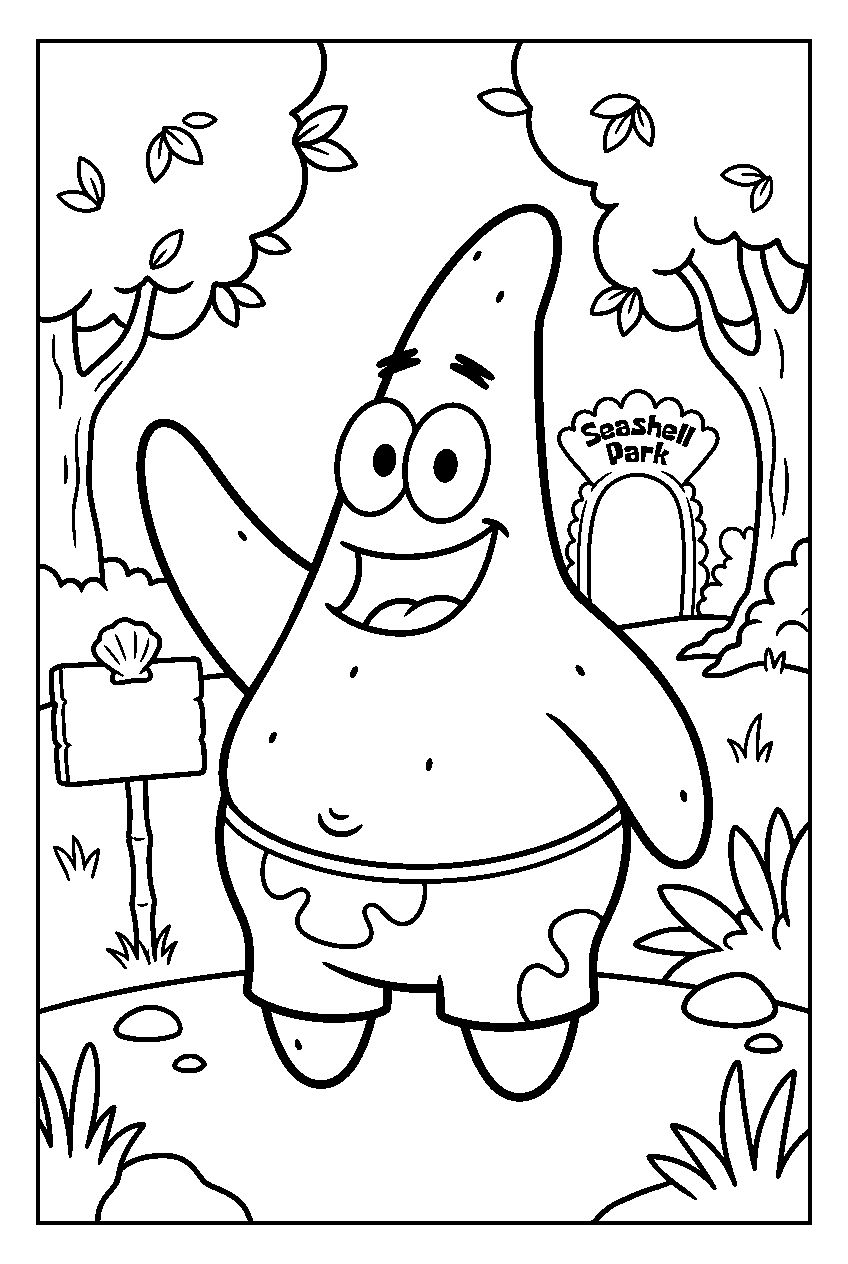 patrick star at seashell park line art