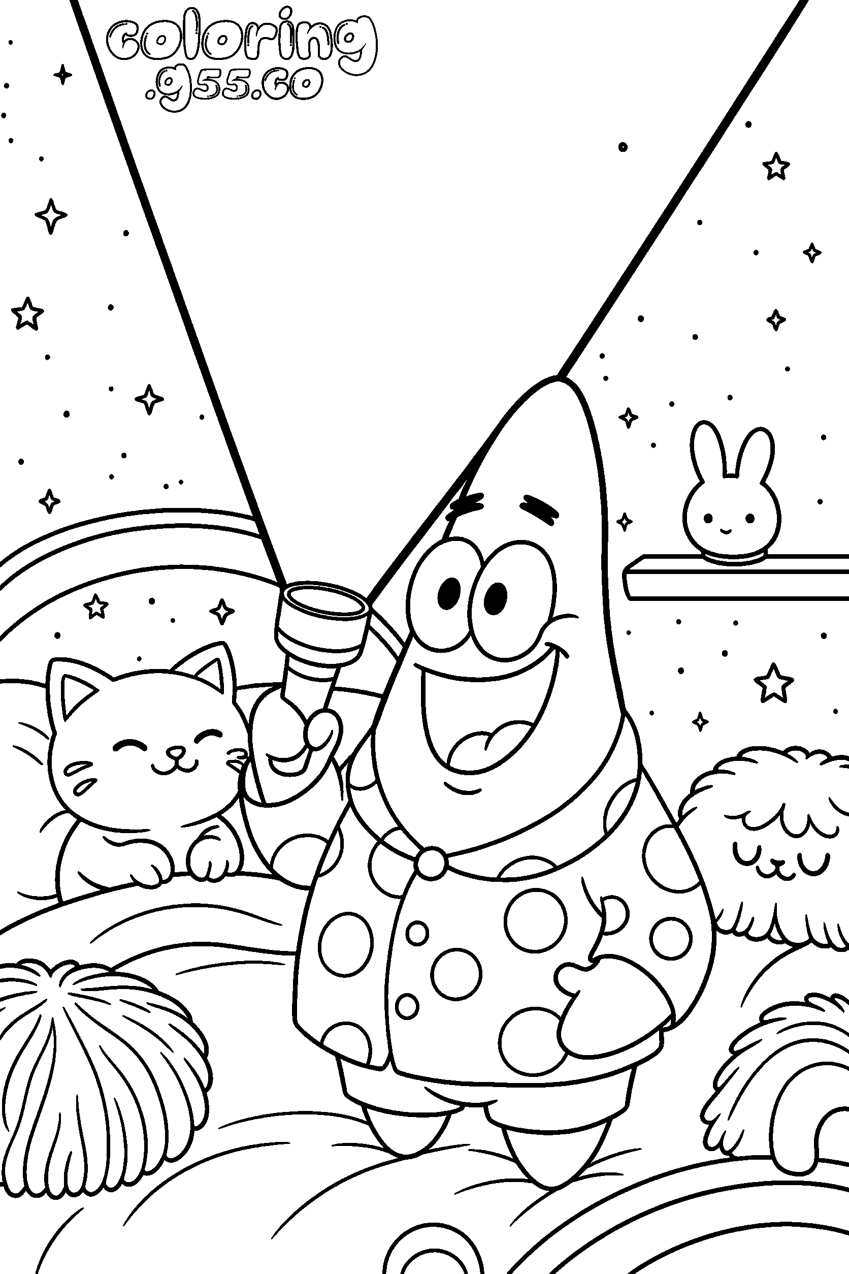 patrick star flashlight night pajama kids line art