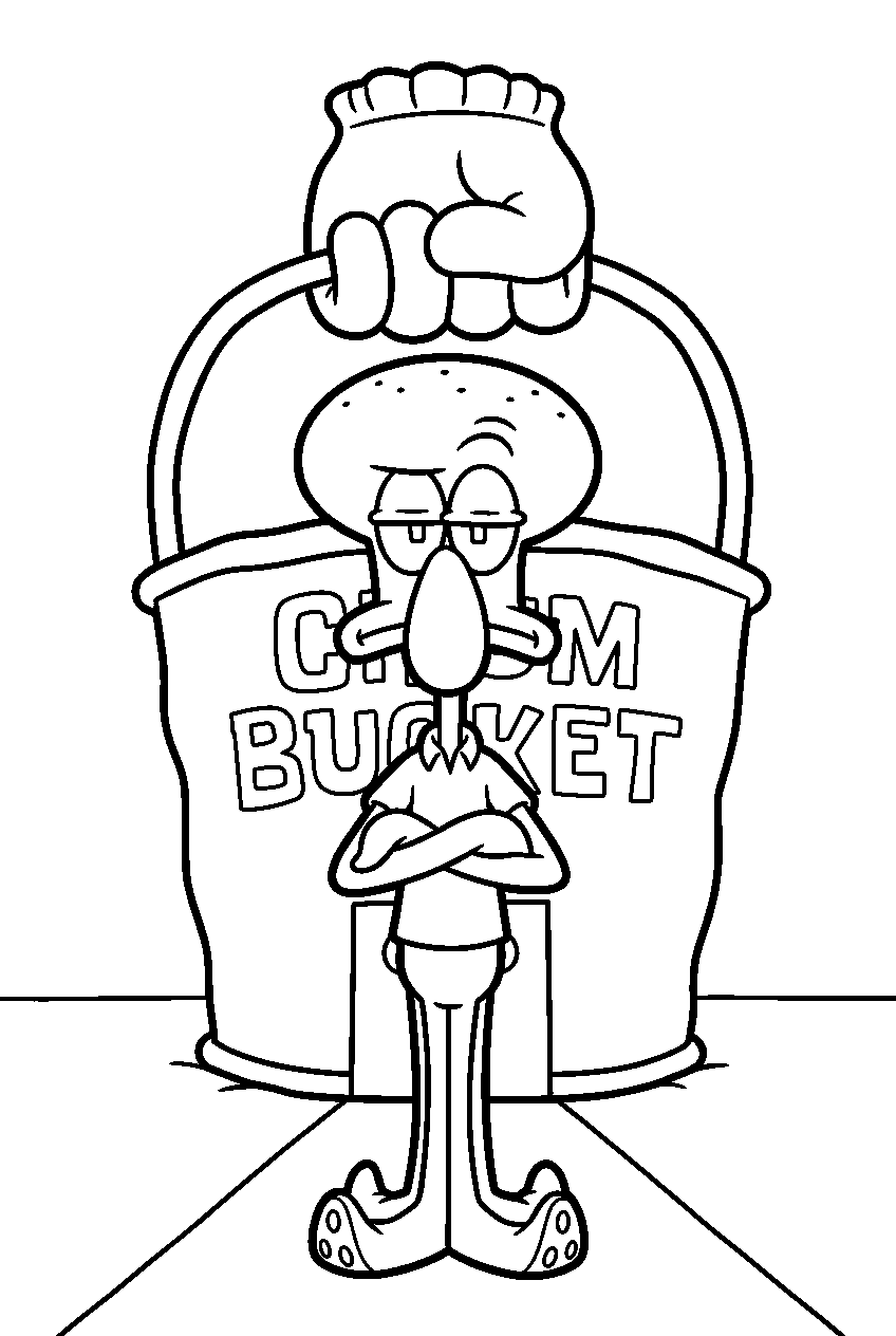squidward at chum bucket line art