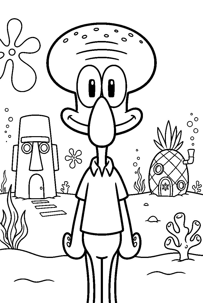 squidward in bikini bottom line art
