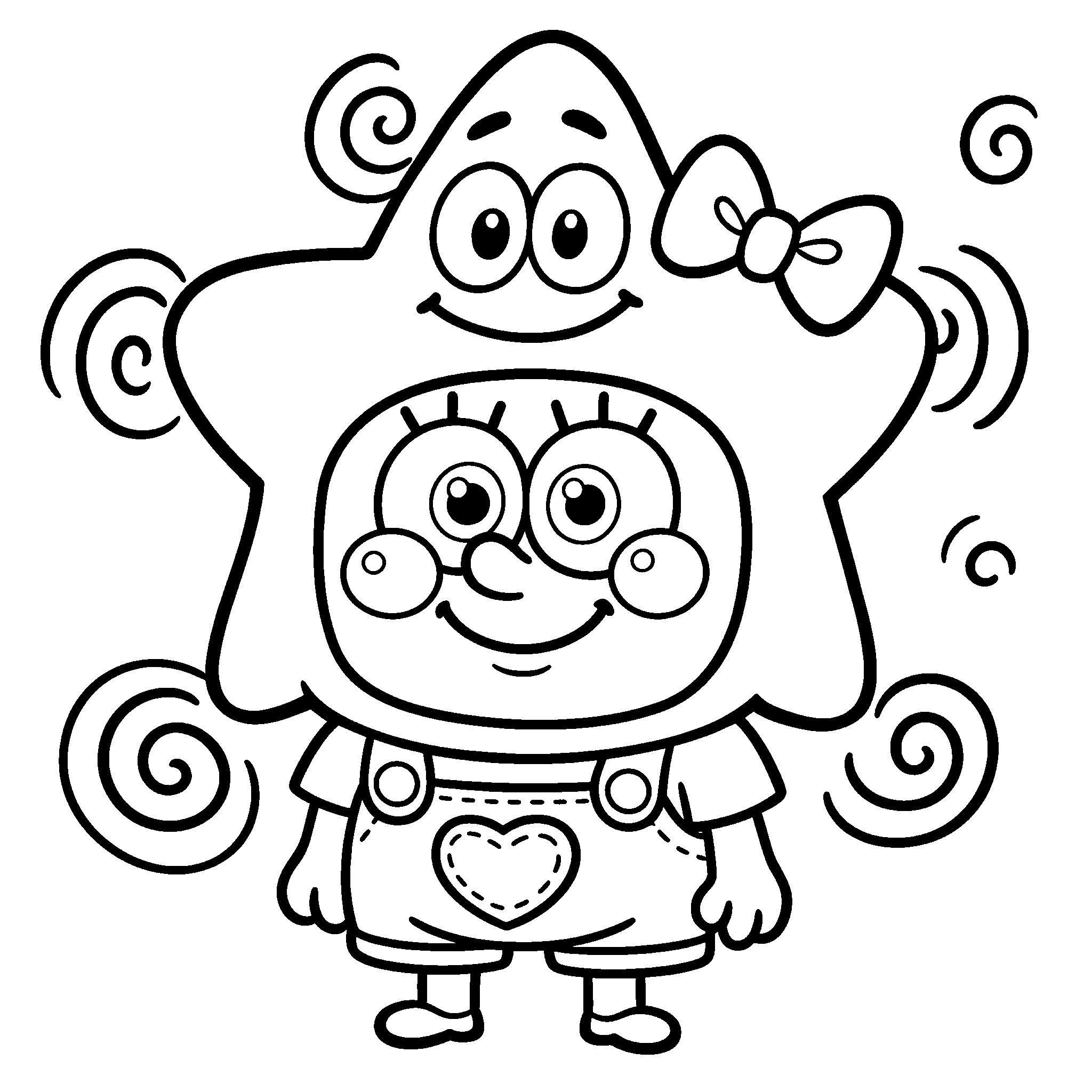 baby spongebob in patrick star costume kids line art