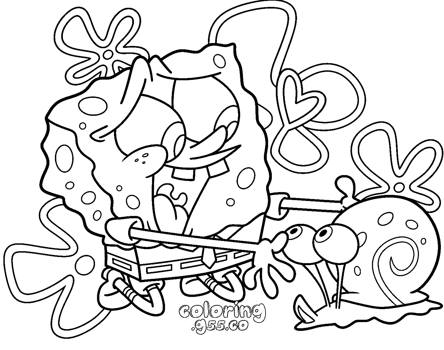spongebob and gary best friends aesthetic kids line art