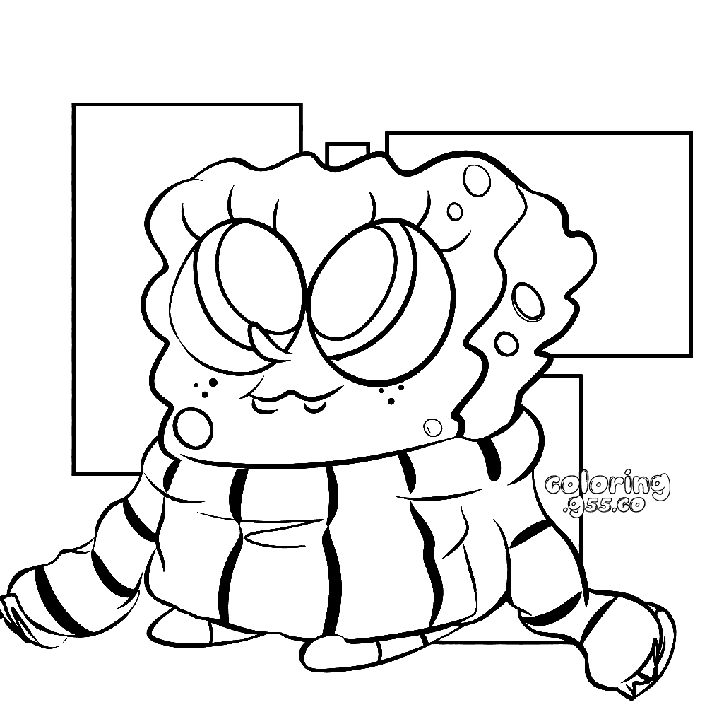 spongebob oversized sweater aesthetic kids line art