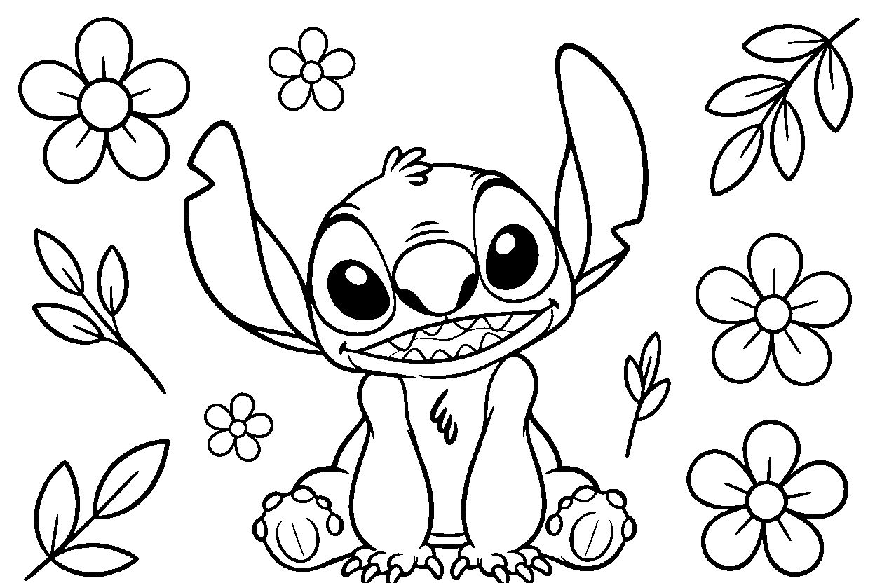 cute stitch line art