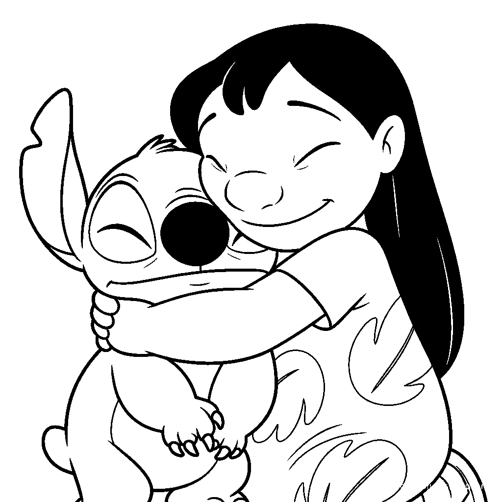 lilo and stitch sweet hug line art