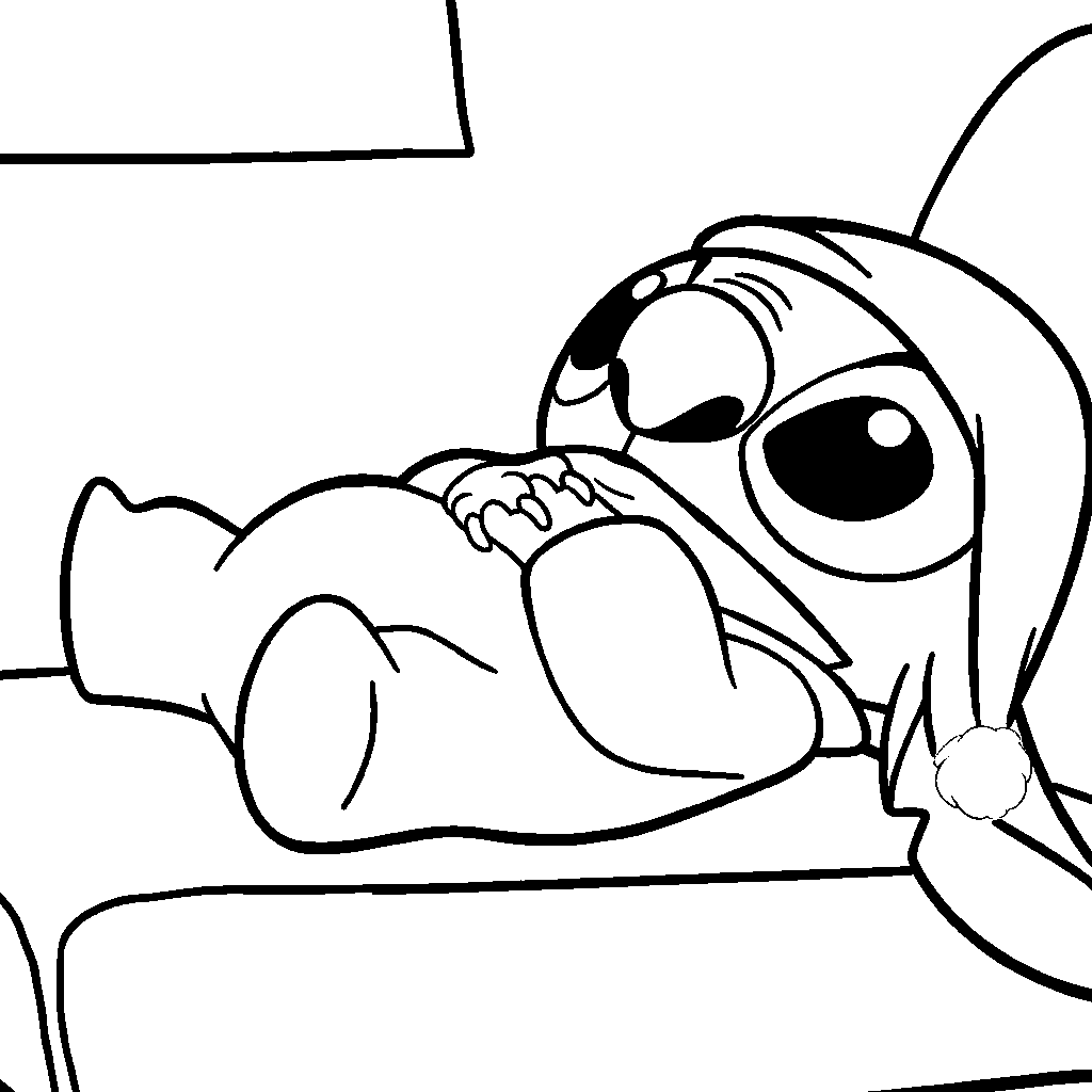 sleepy stitch pajamas line art