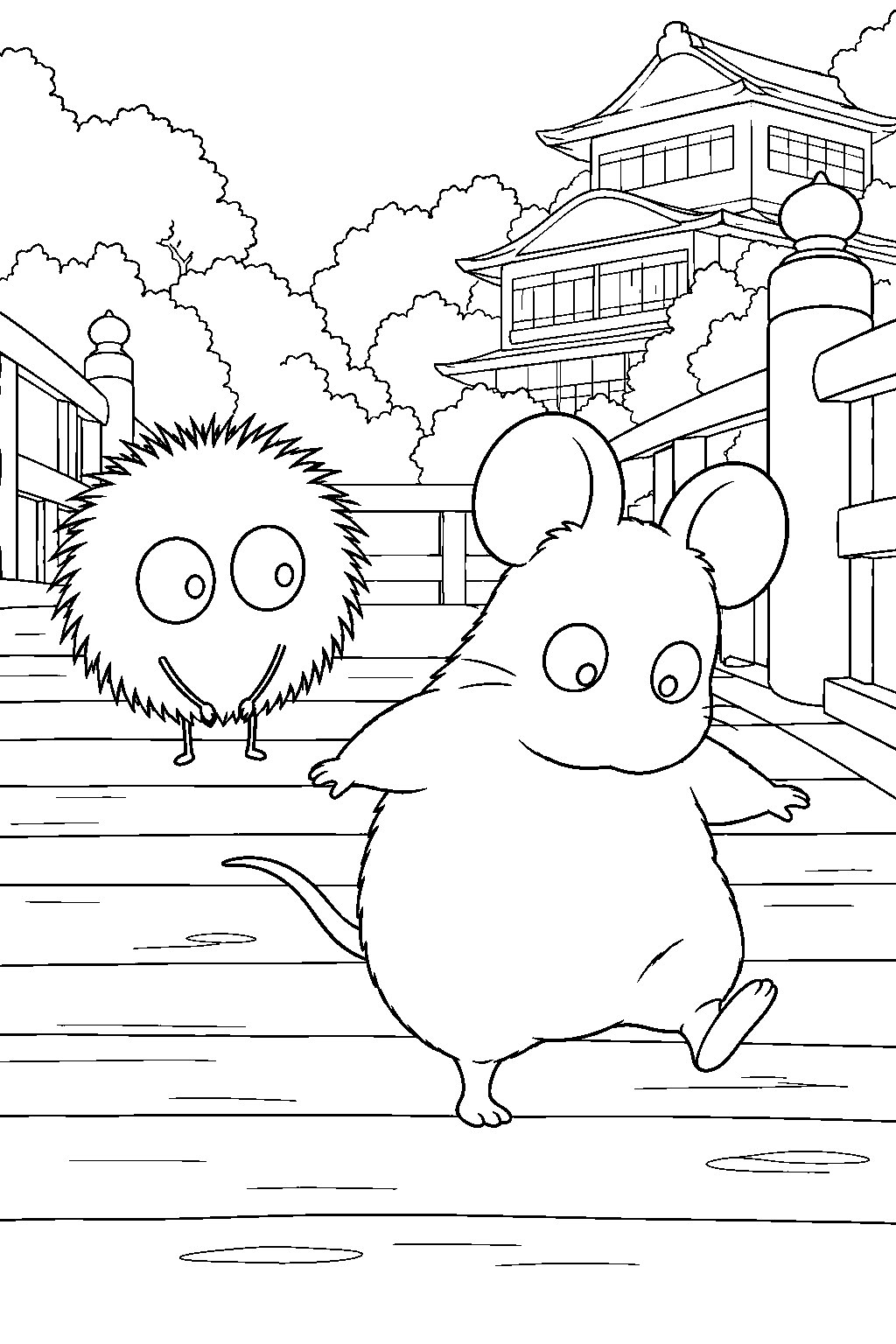 soot sprite watching boh the mouse copy chihiro s footsteps line art