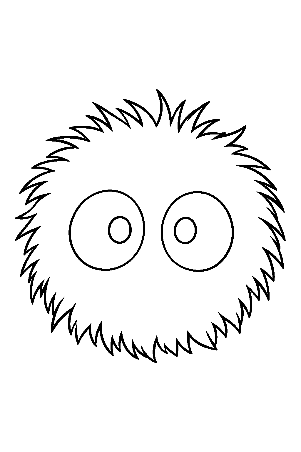 soot sprite with wide eyes and a fuzzy round body line art