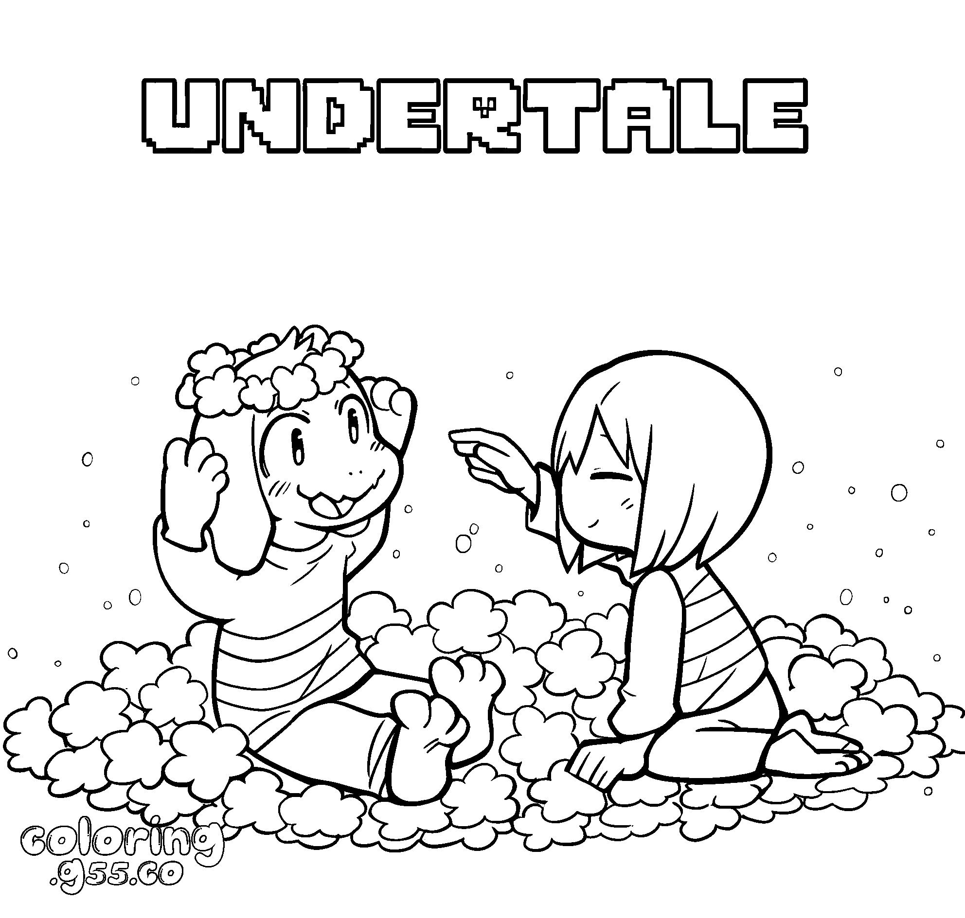 asriel and frisk undertale line art