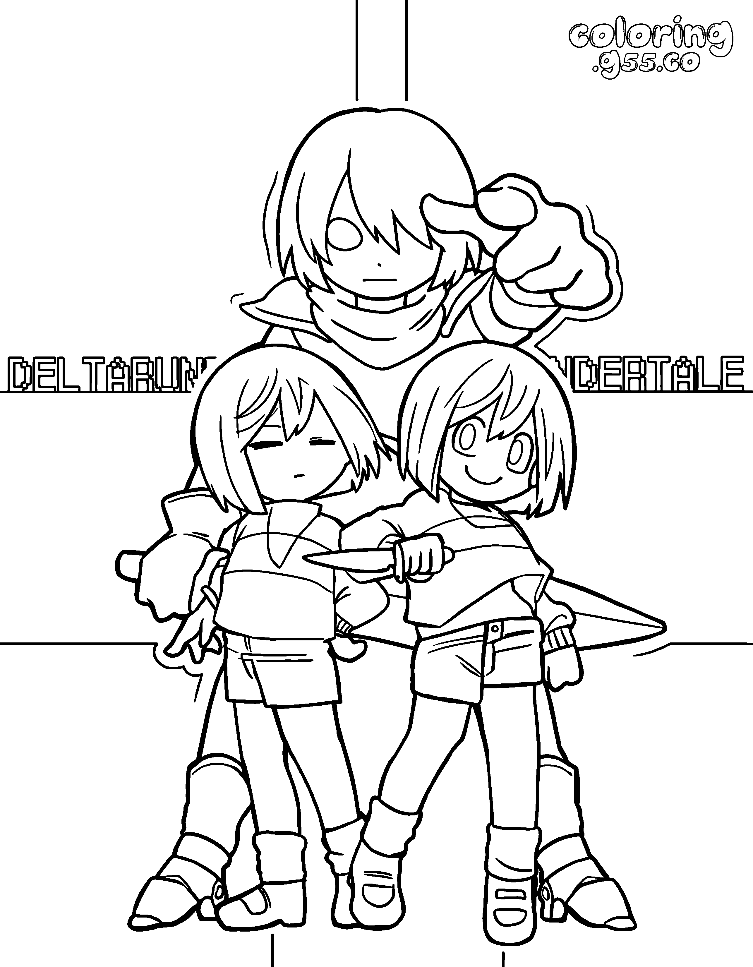 deltarune undertale kris frisk chibi line art