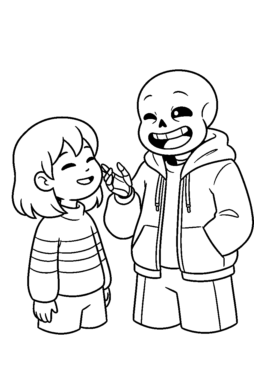 undertale frisk listening to sans tell a joke line art