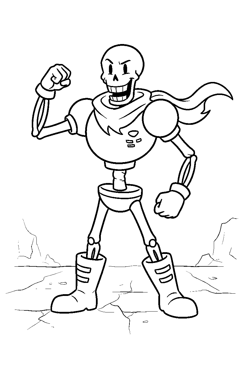 undertale papyrus standing in a battle pose line art