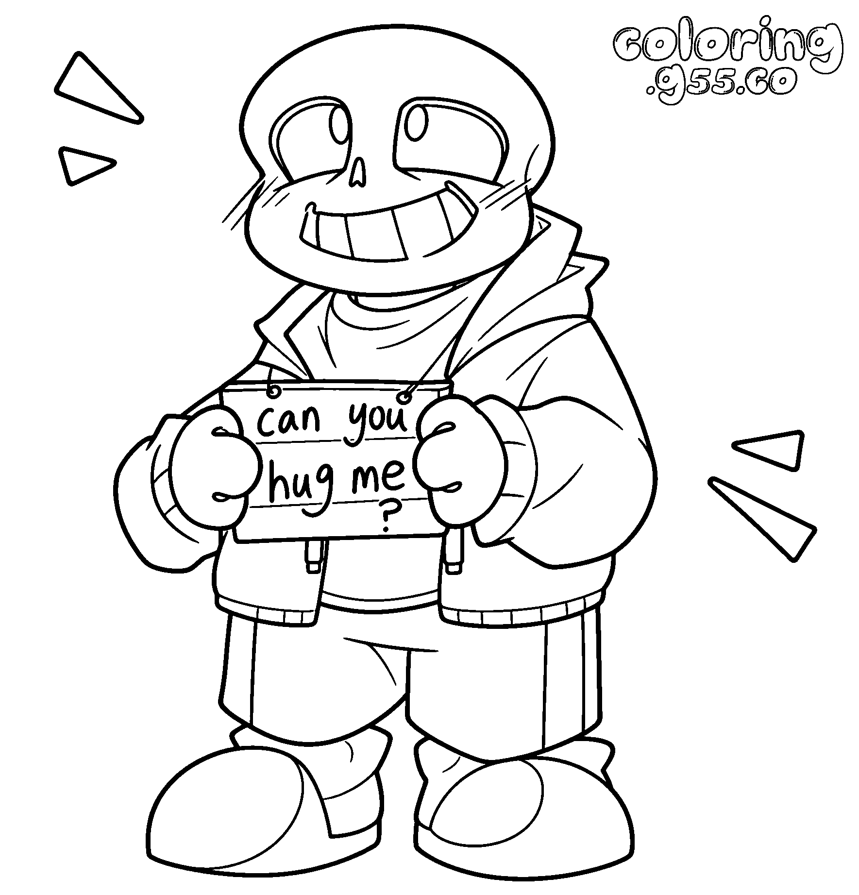 cute undertale sans holding sign line art