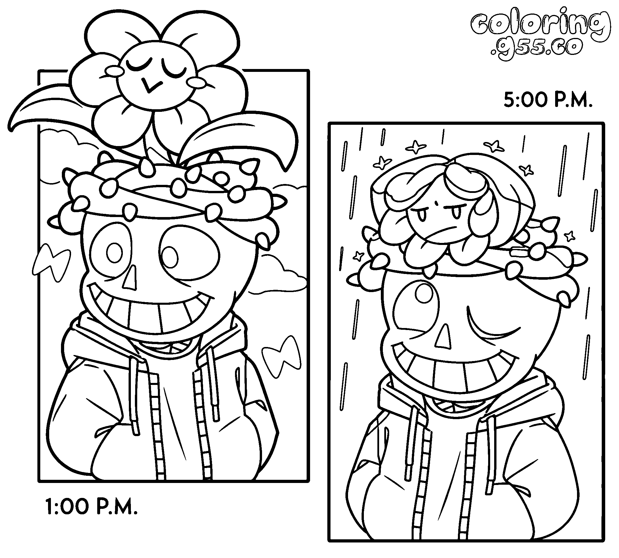 undertale sans and flowey line art