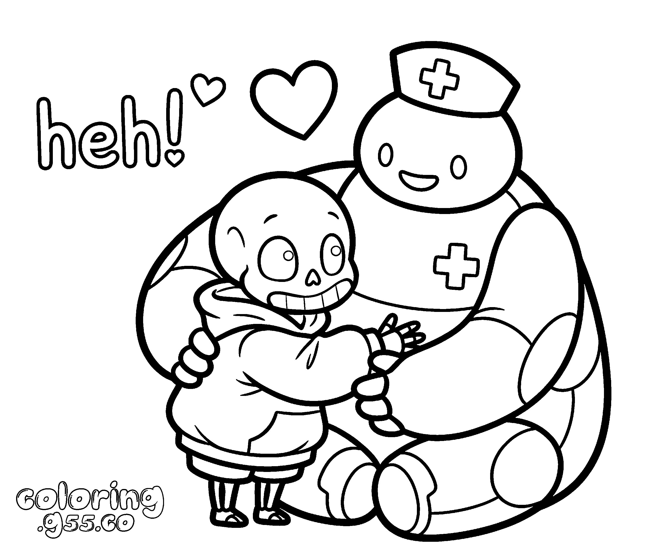 kawaii sans hugs baymax line art for kids