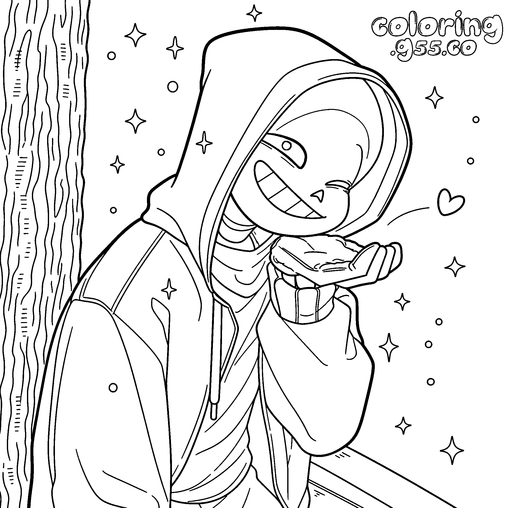 undertale sans blowing a kiss line art