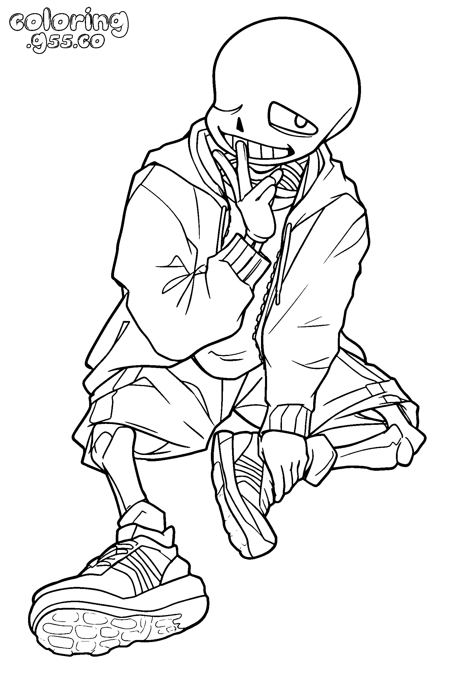 undertale sans crouching line art