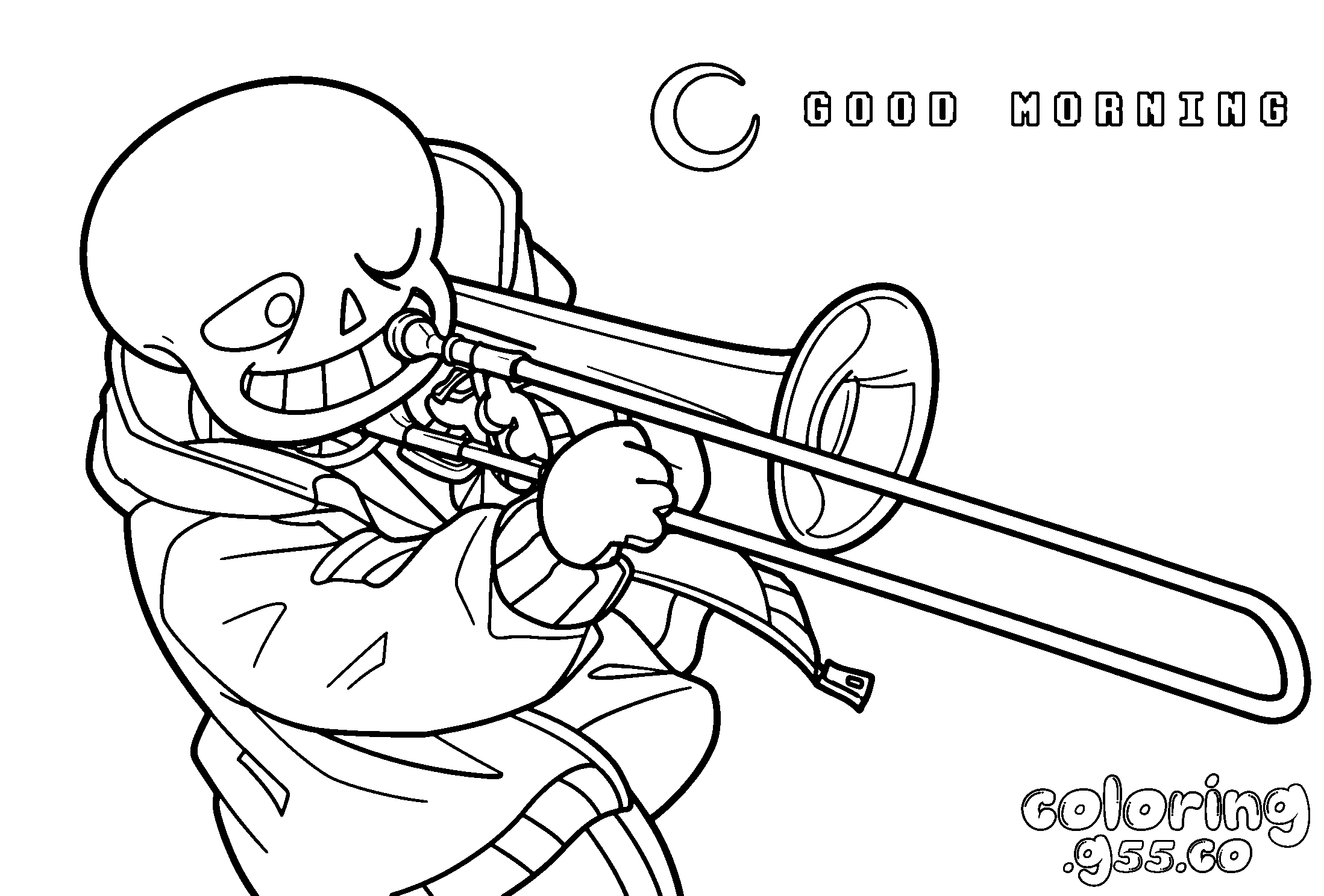 undertale sans playing trombone line art
