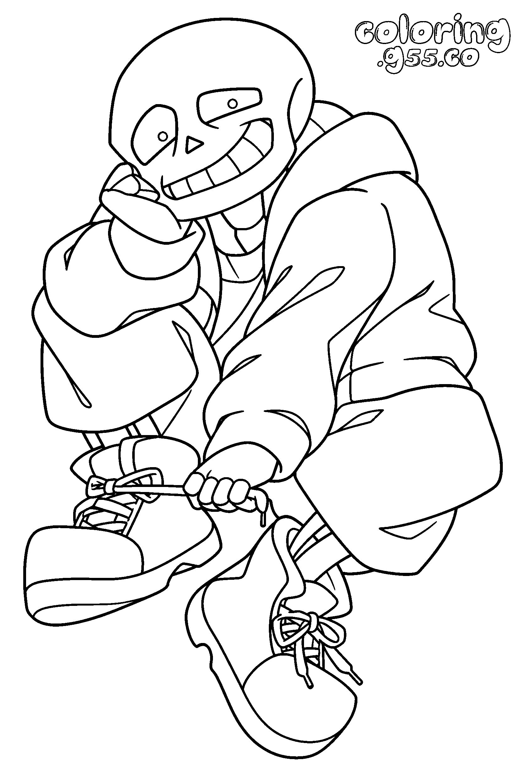 undertale sans tying shoelaces line art