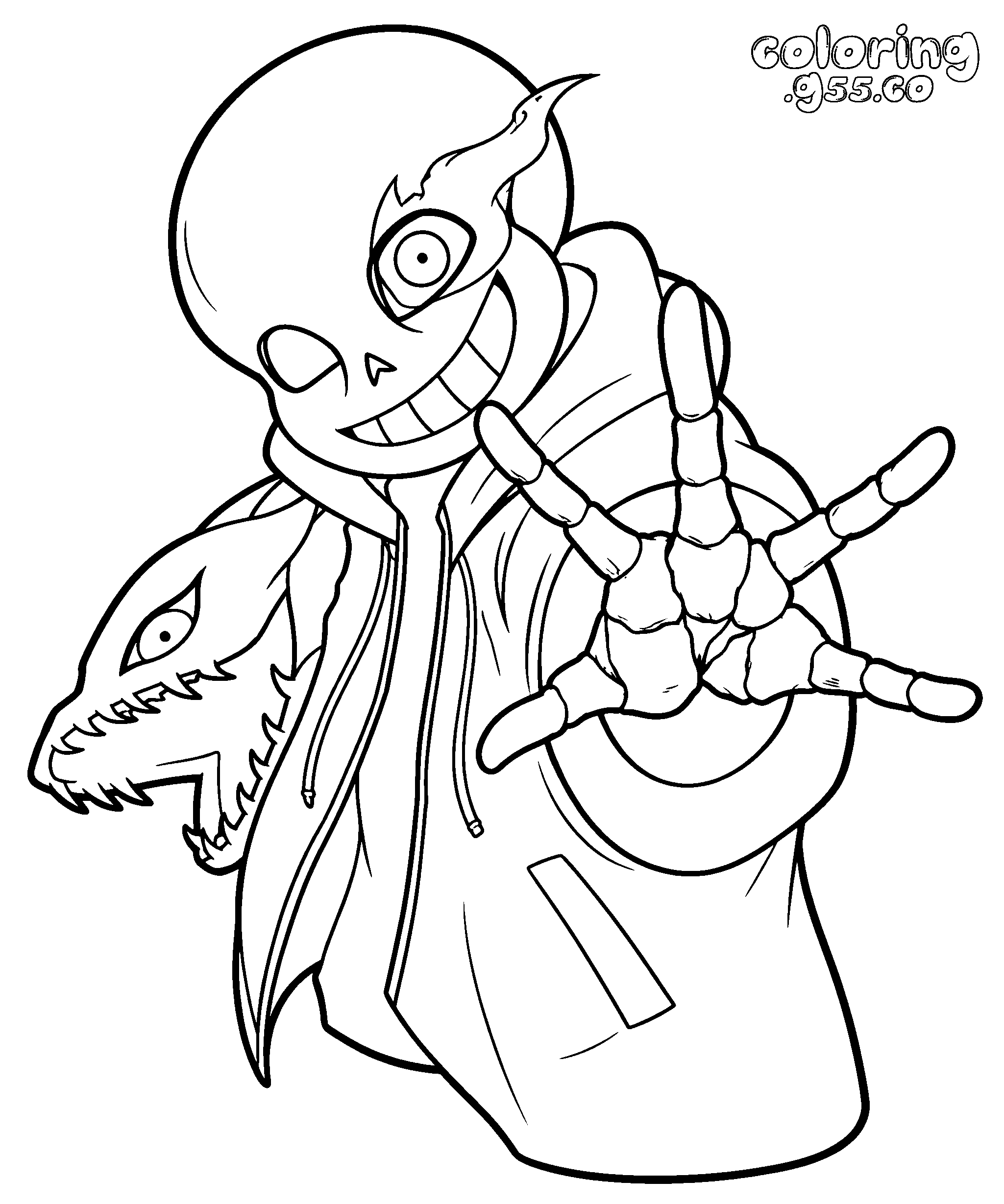undertale sans with gaster blaster line art