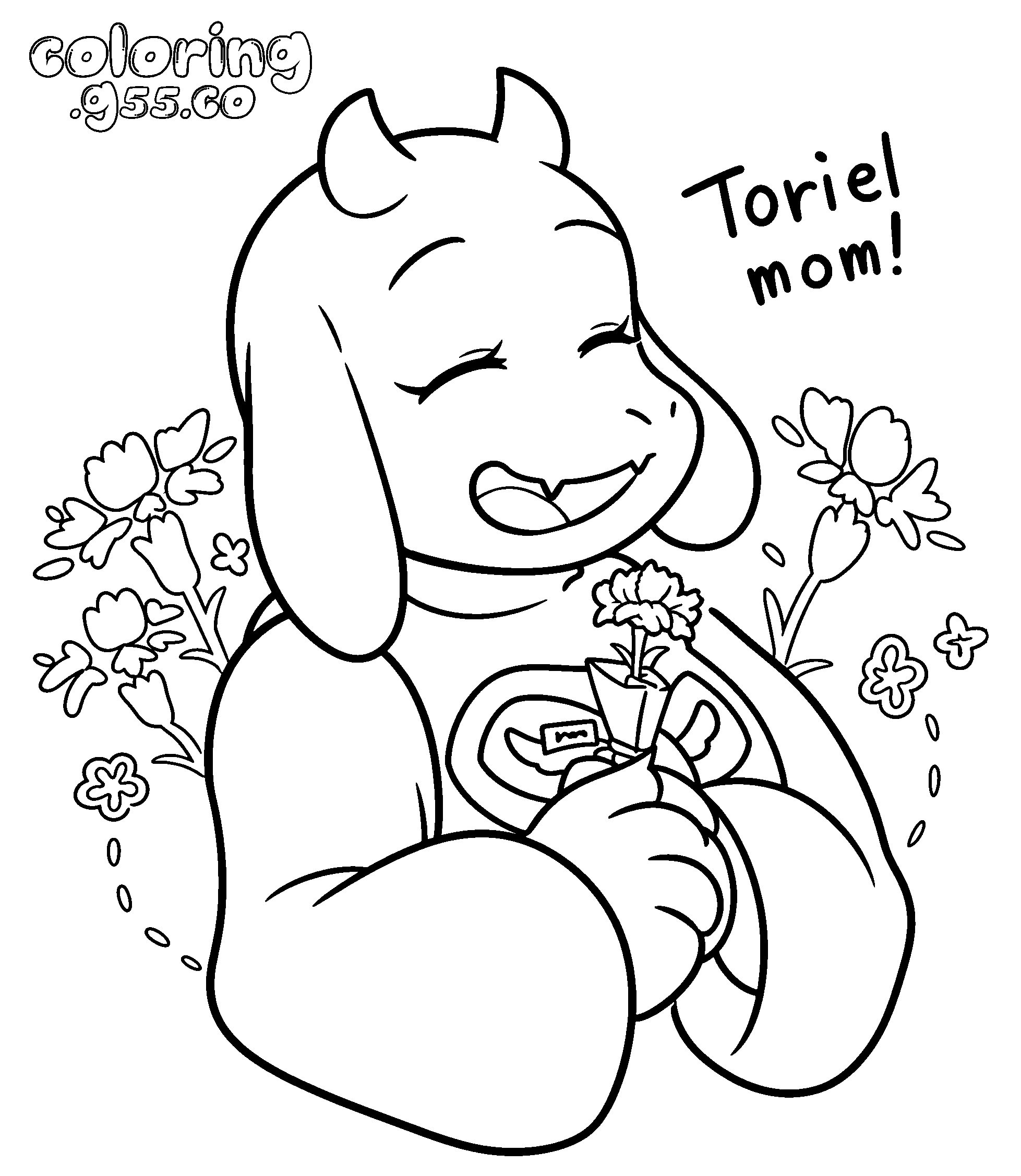 undertale toriel mom flowers line art for kids