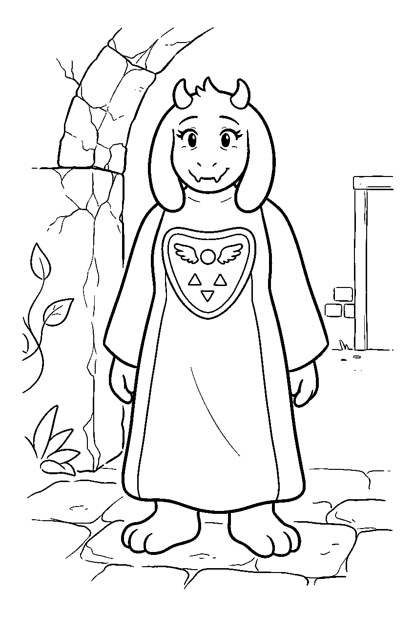 undertale toriel standing proudly in the ruins line art