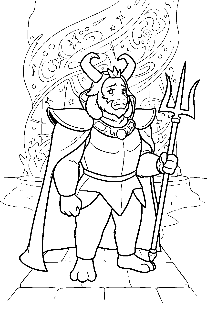 undertale asgore dreemurr standing near the barrier line art