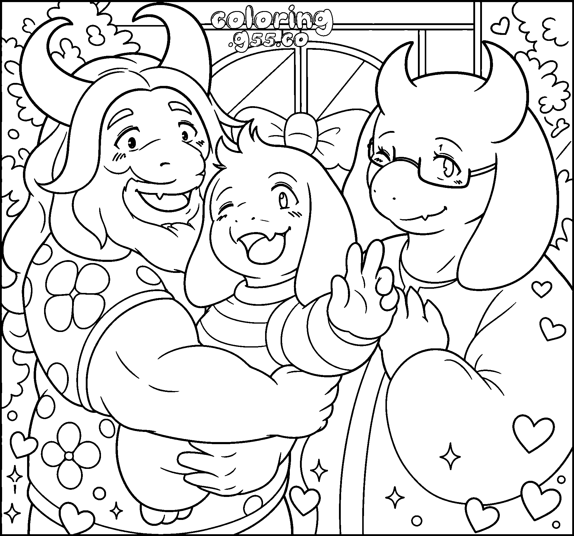 undertale asgore toriel and asriel line art