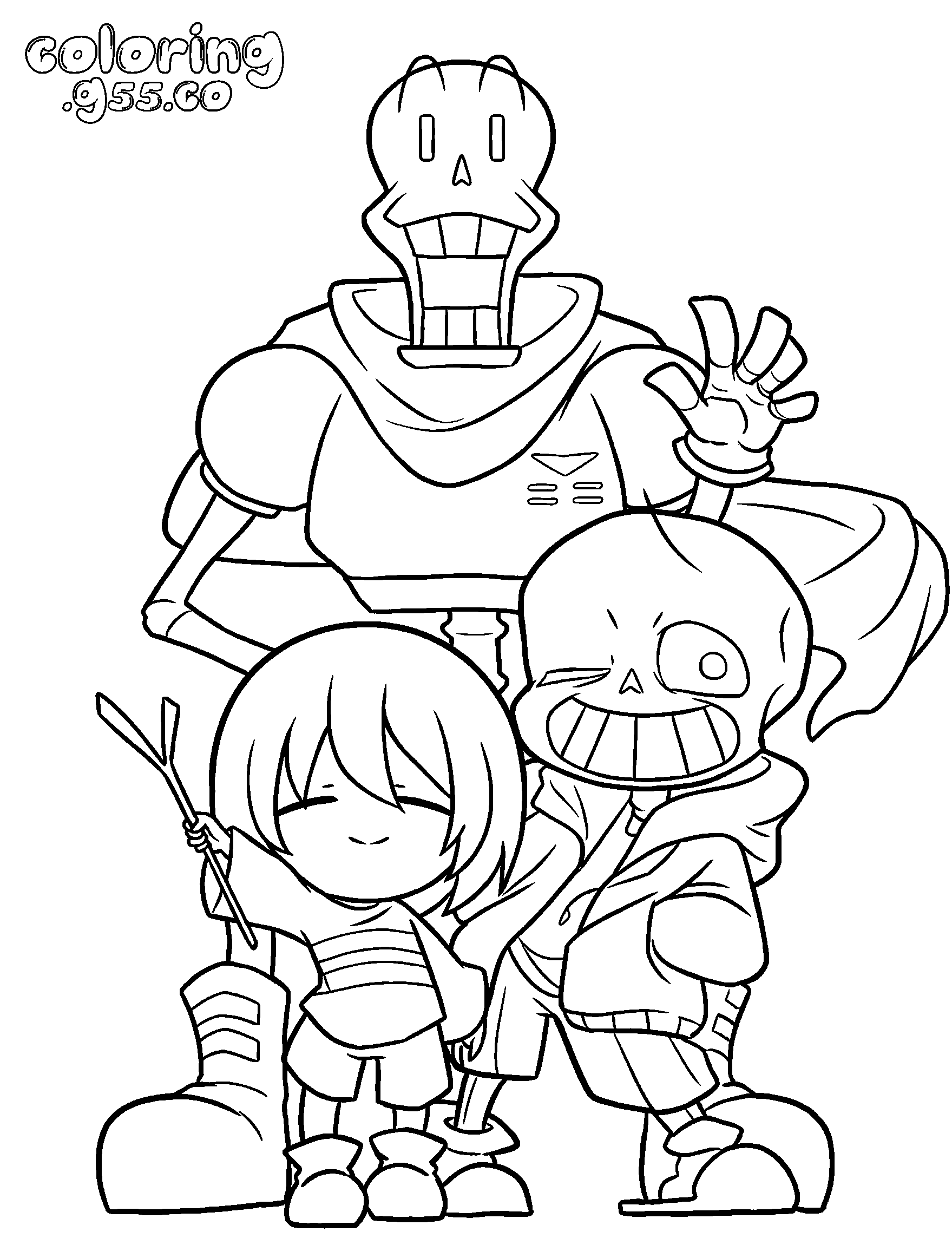 undertale chibi trio stick line art