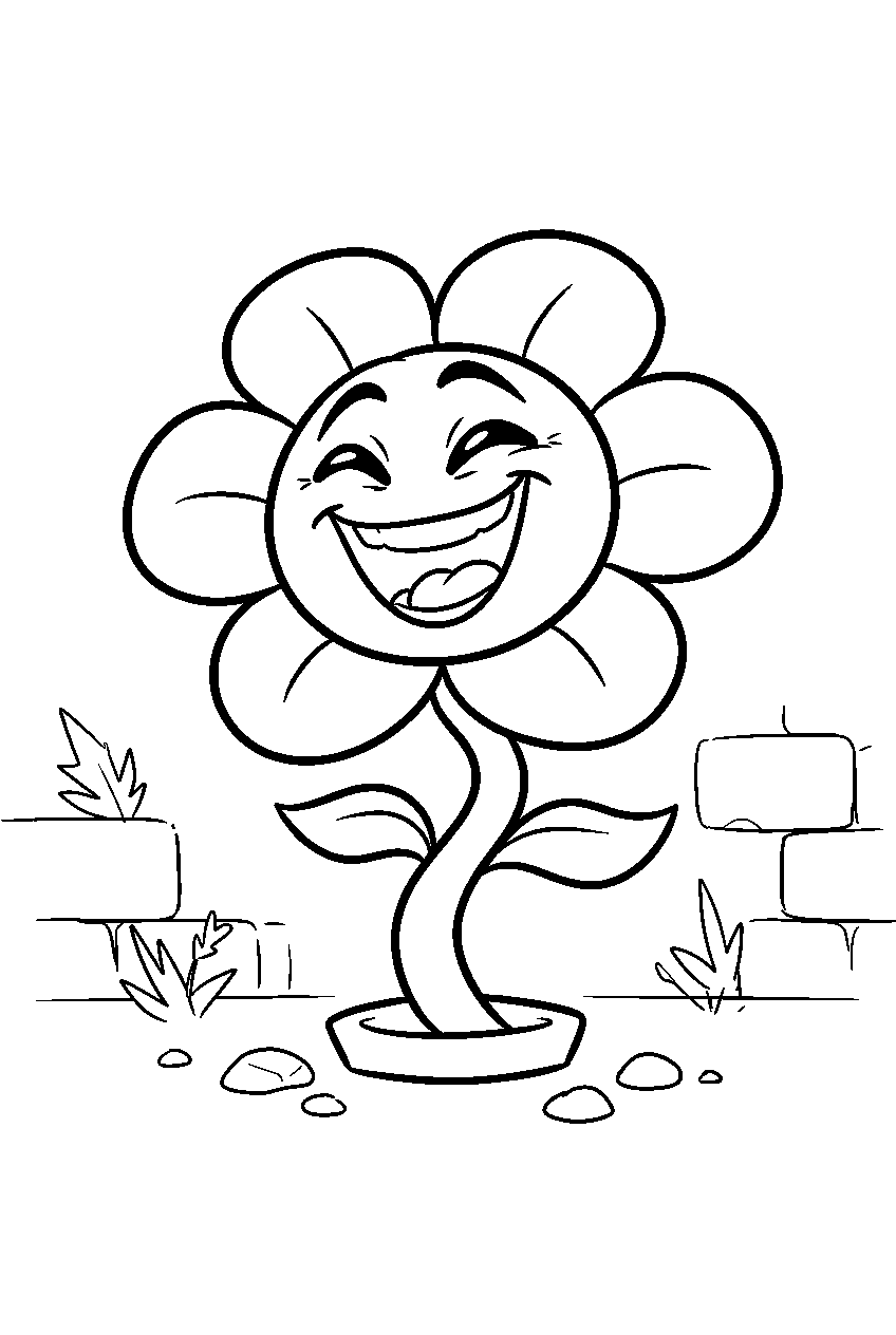undertale flowey laughing in the ruins line art