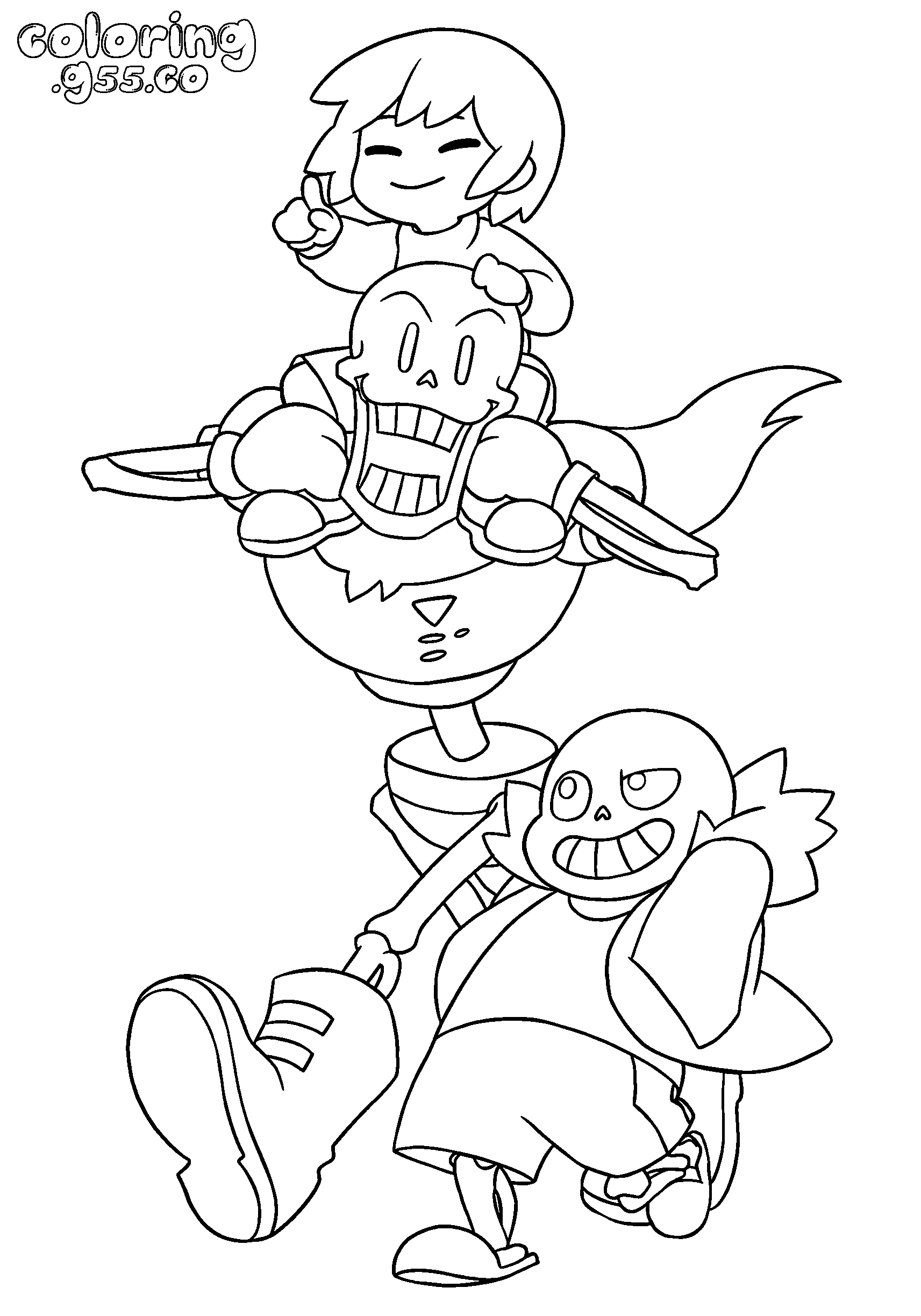 undertale frisk papyrus sans line art
