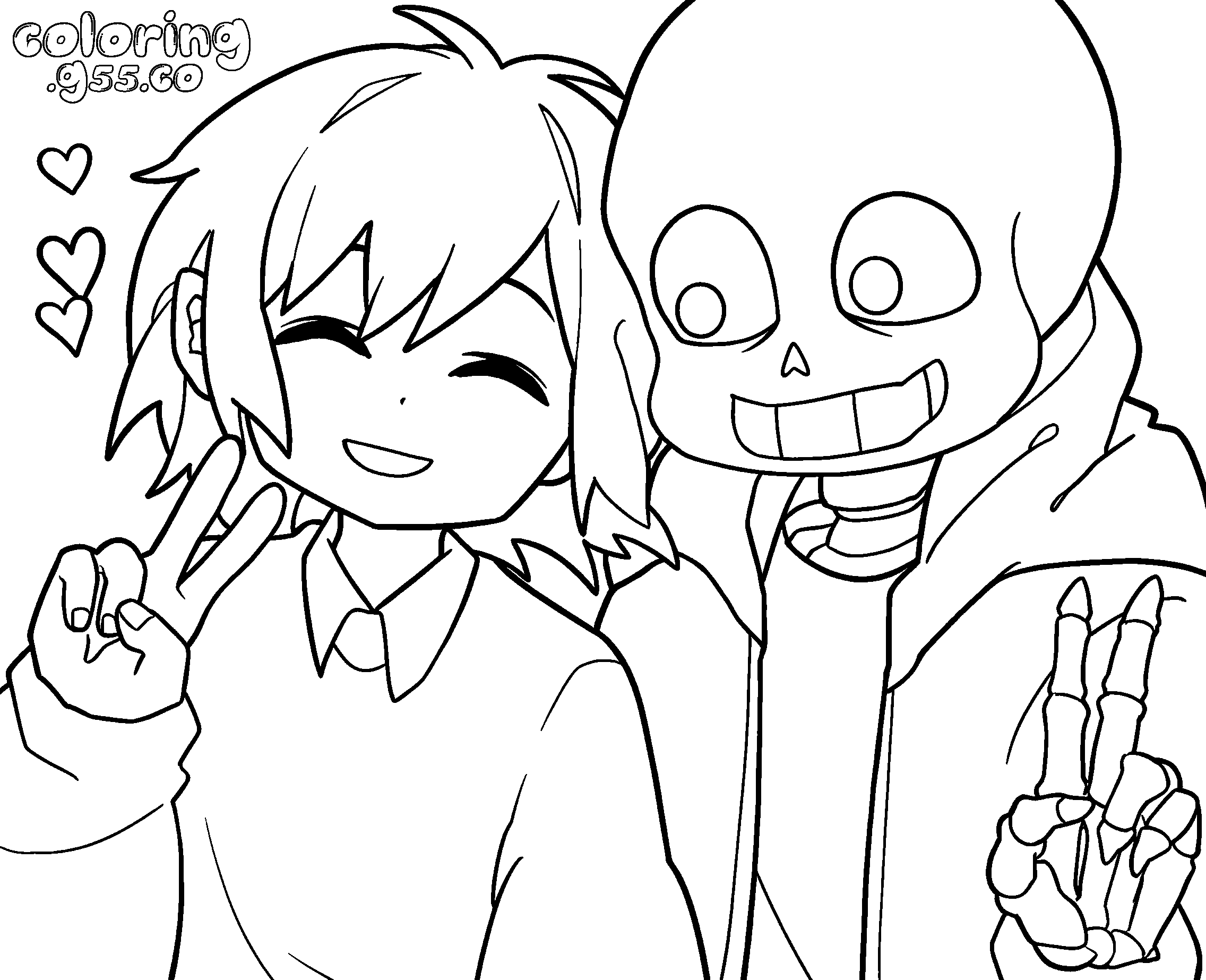 undertale frisk sans kawaii hearts line art