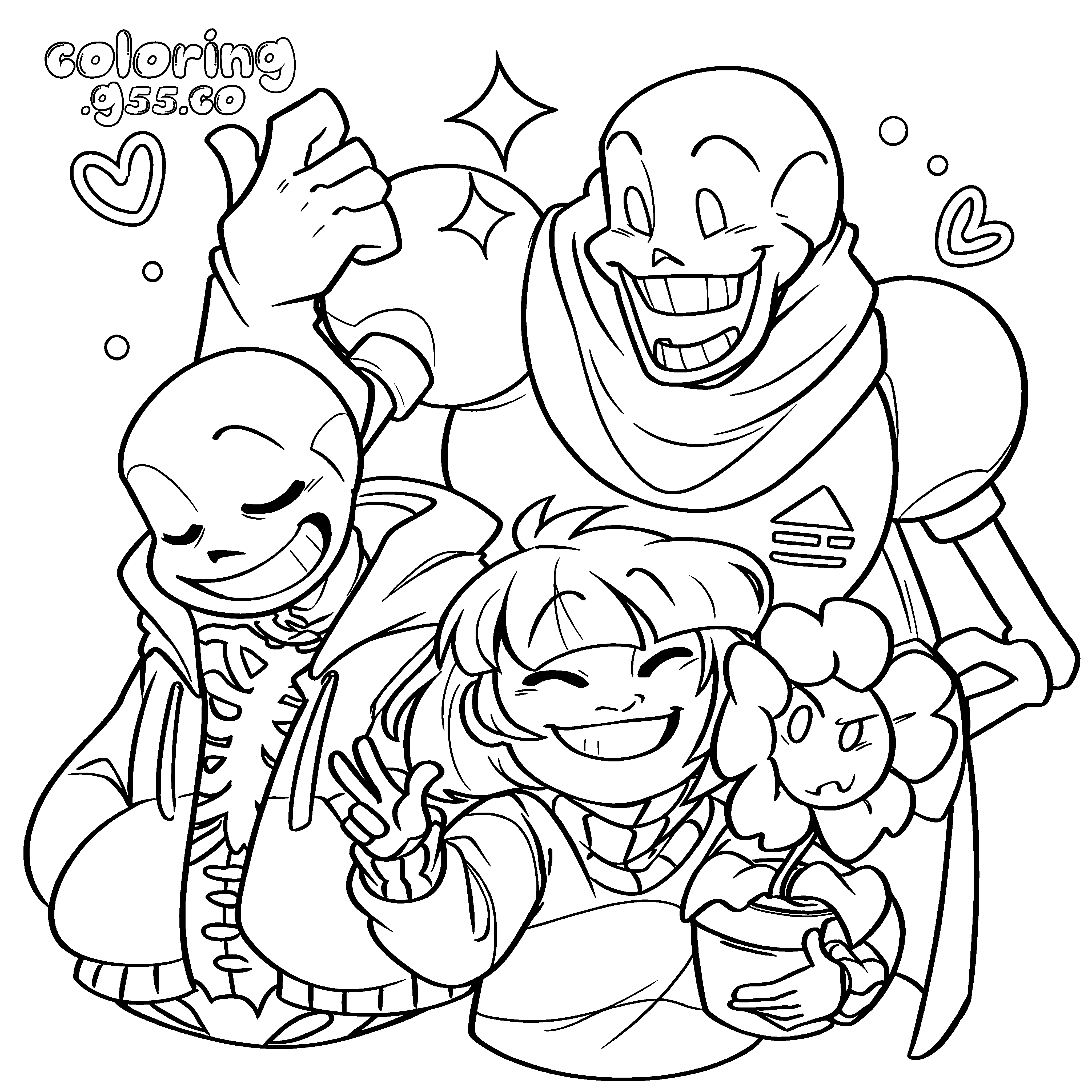 undertale frisk sans papyrus flowey line art