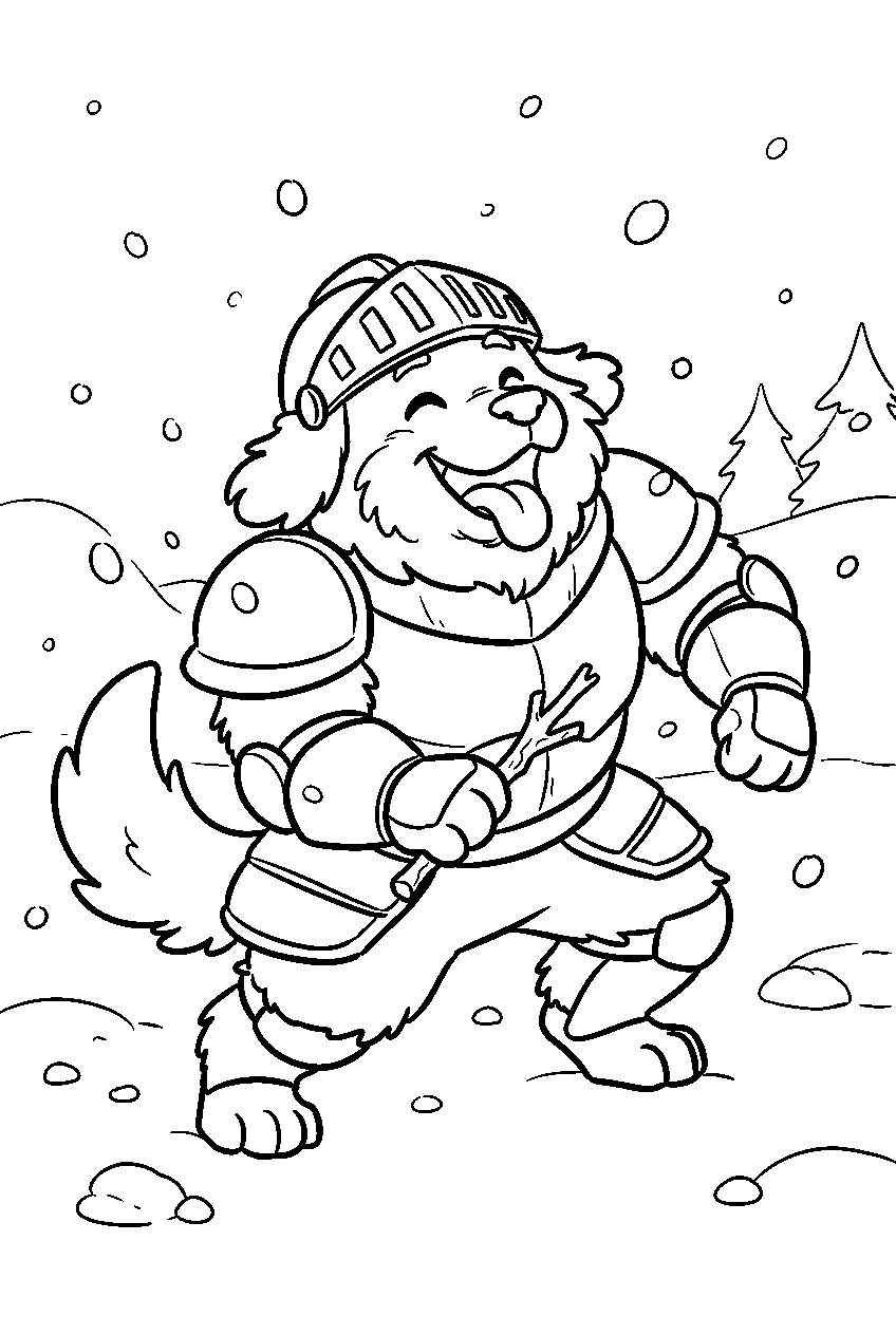 undertale greater dog playing in the snow line art