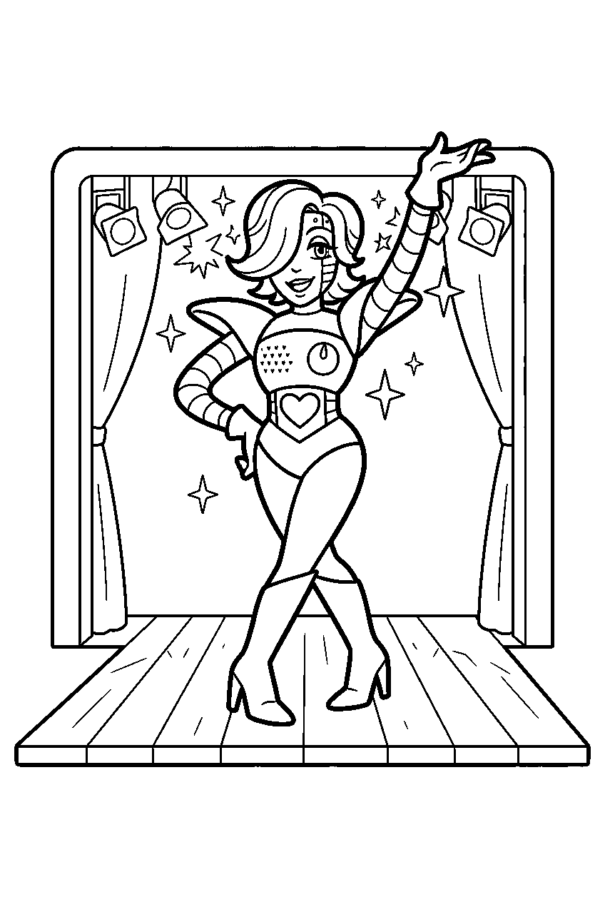 undertale mettaton ex dancing on a simple stage line art
