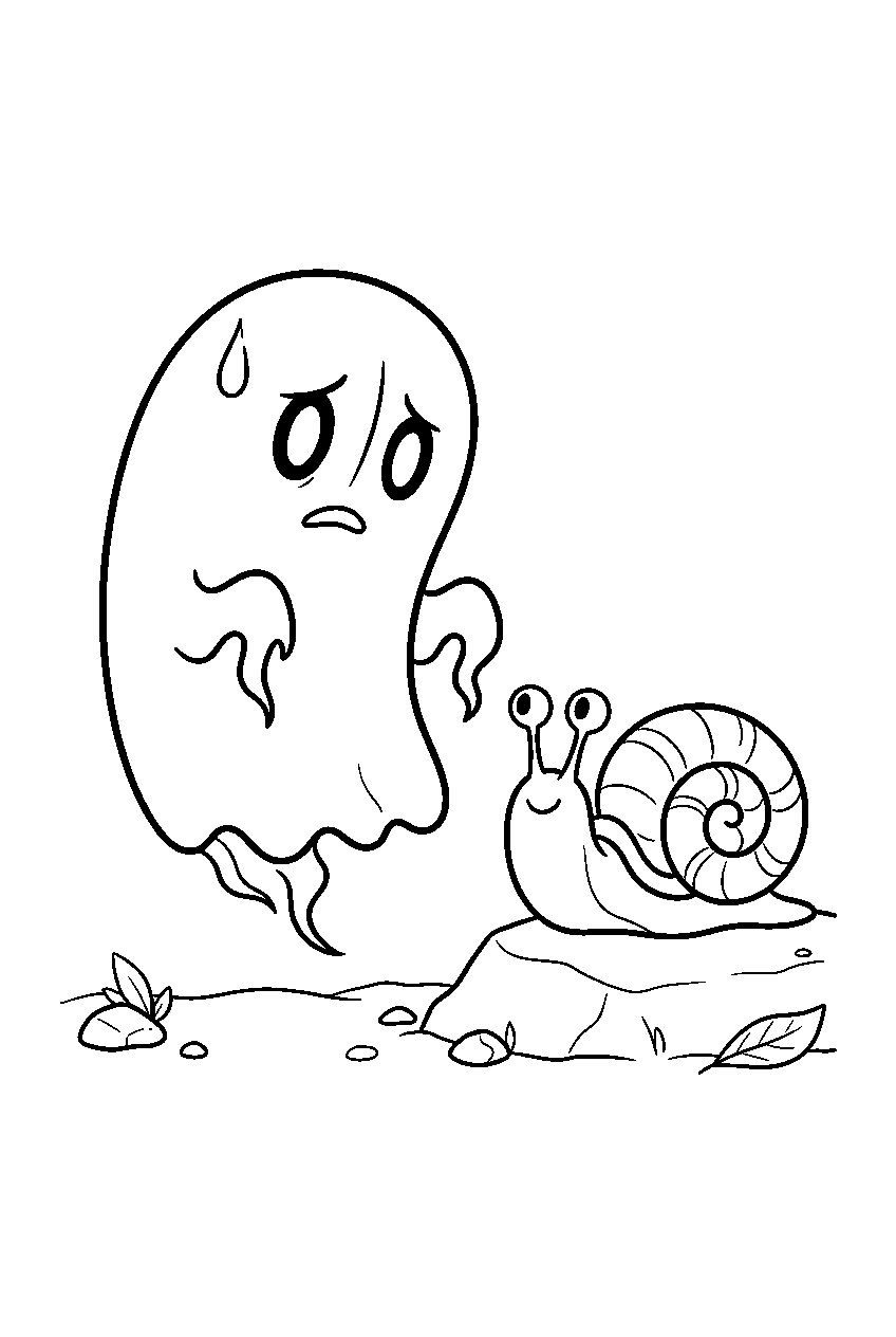 undertale napstablook floating beside a snail line art