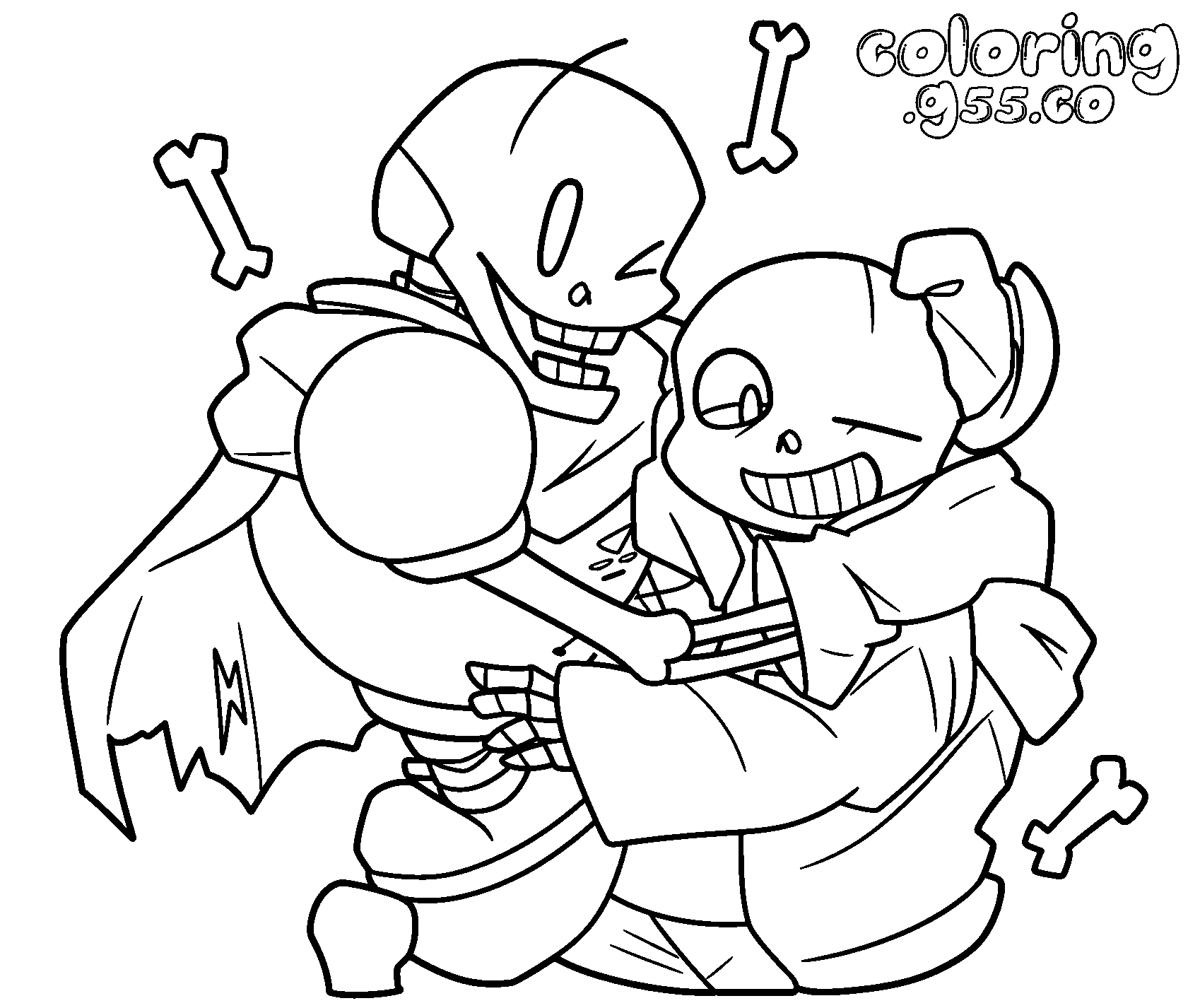 undertale papyrus hugging sans line art