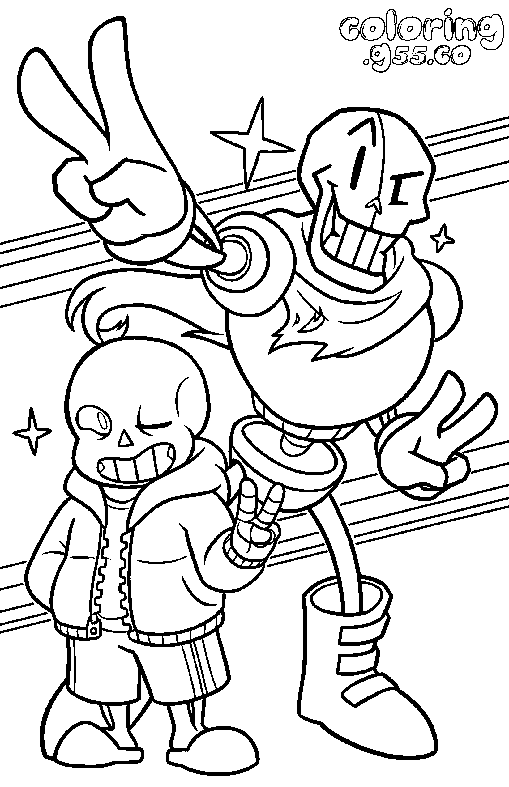 undertale papyrus sans peace sign line art
