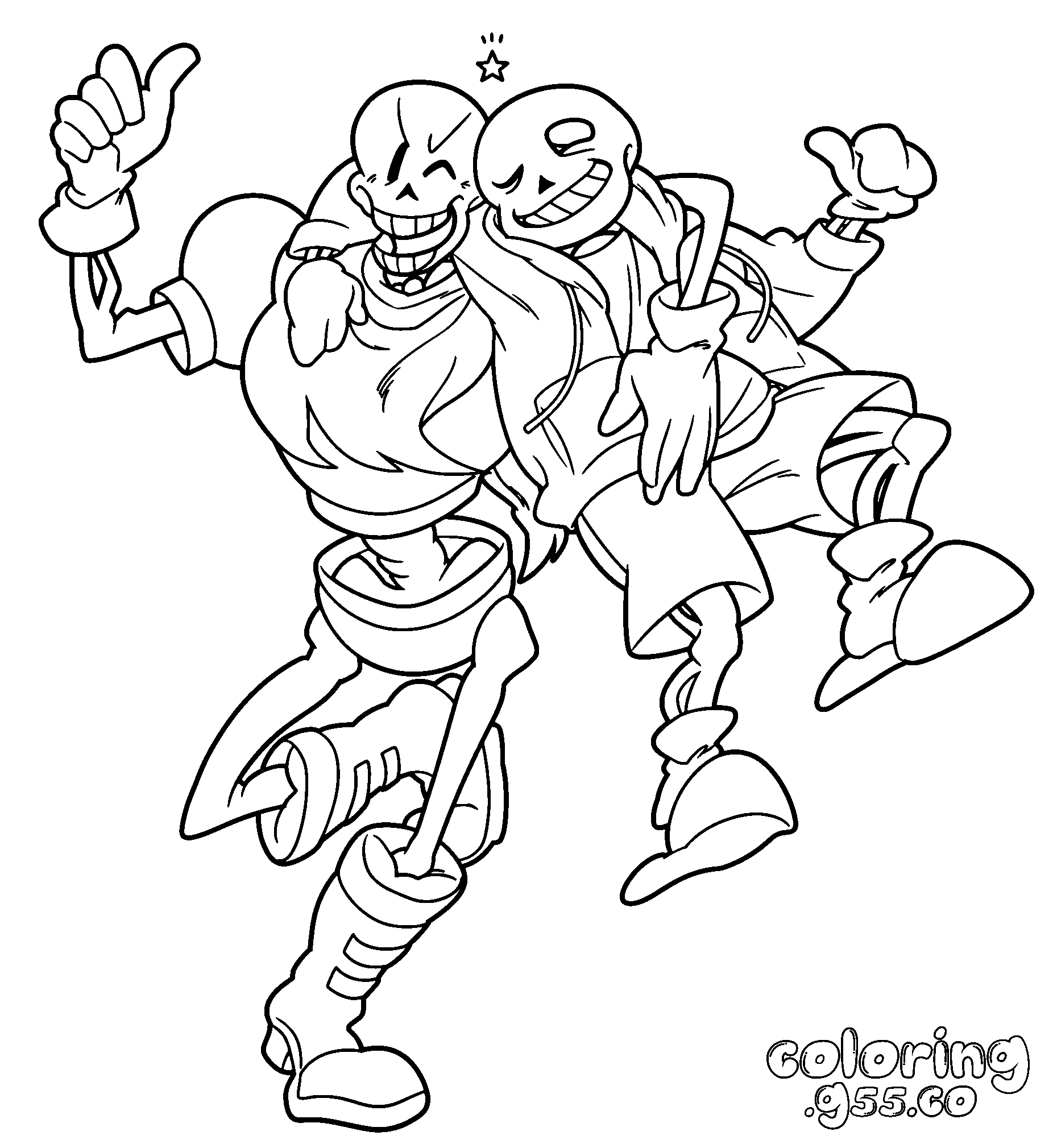 undertale sans and papyrus line art