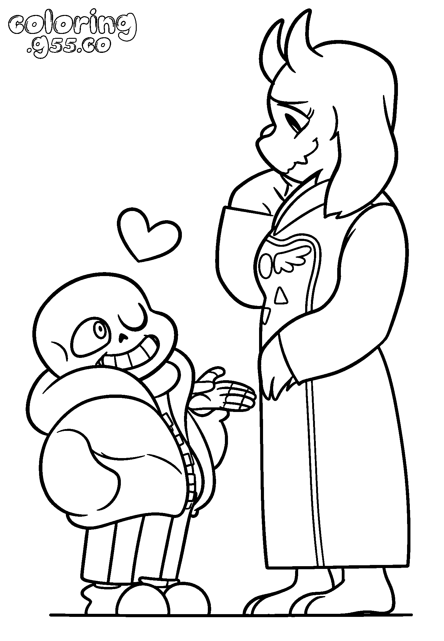 undertale sans and toriel line art