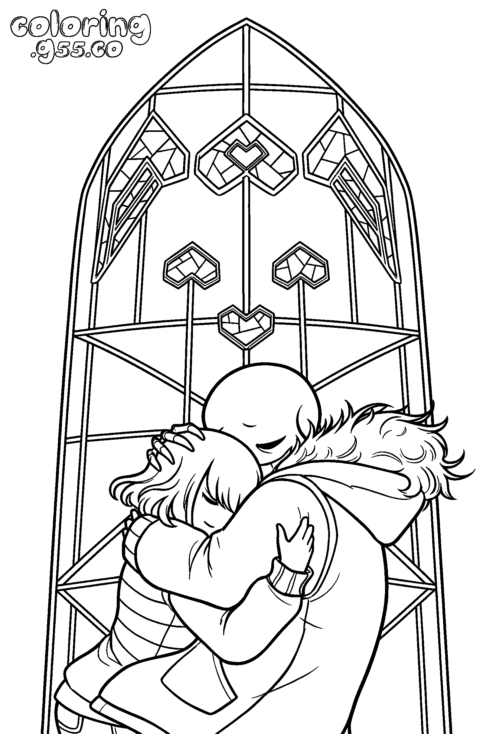 undertale sans frisk hug window page