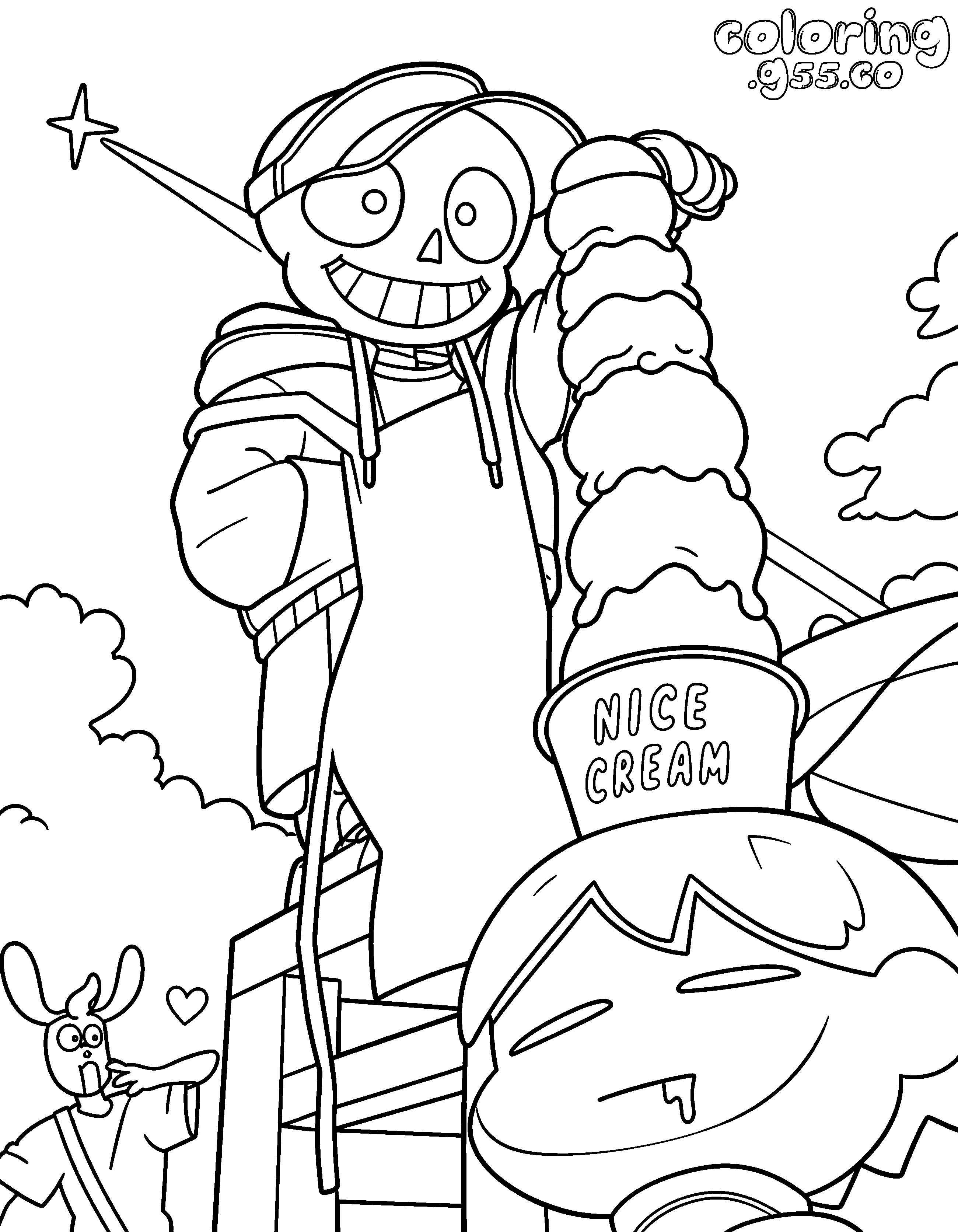 undertale sans ice cream tower line art