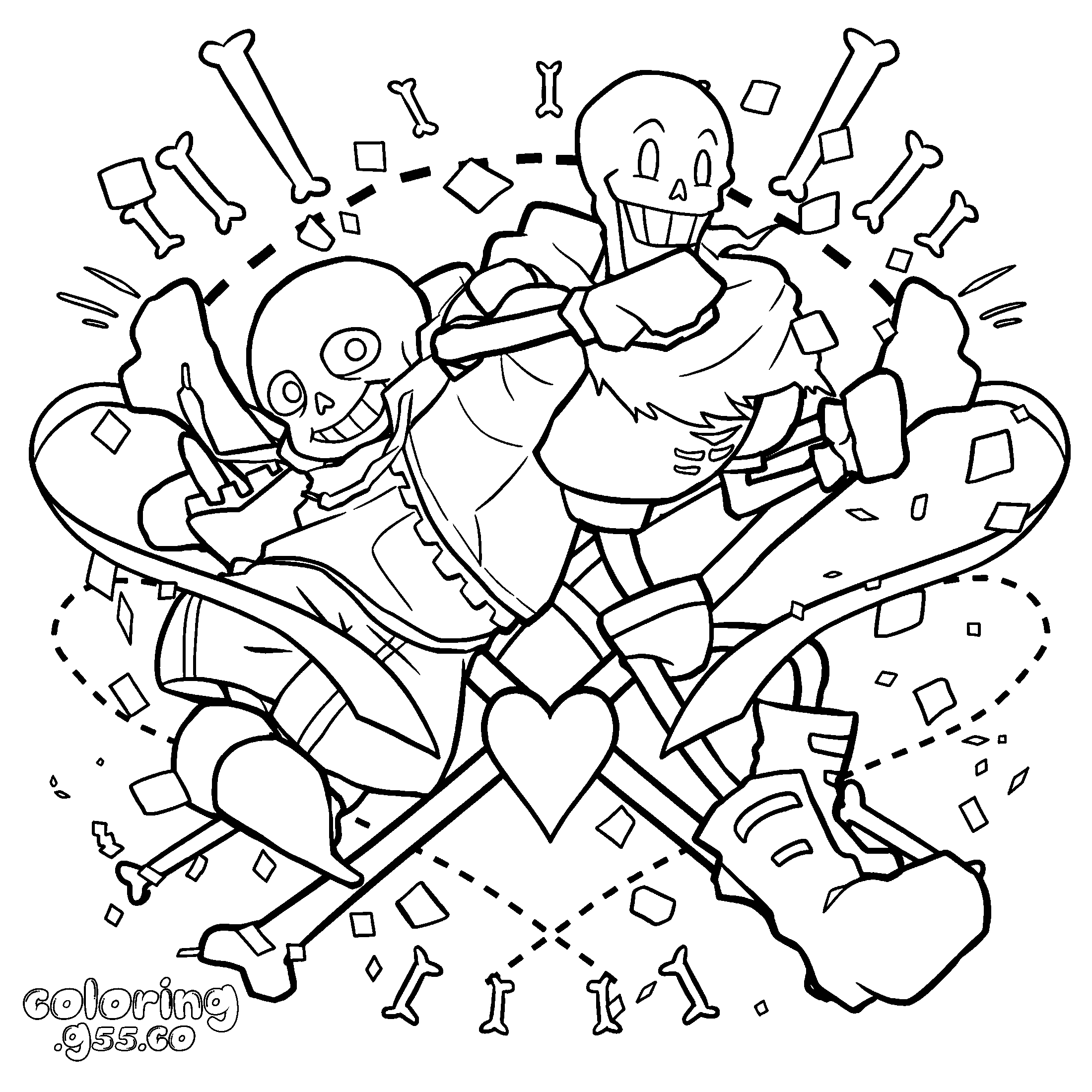 undertale sans papyrus dynamic action line art